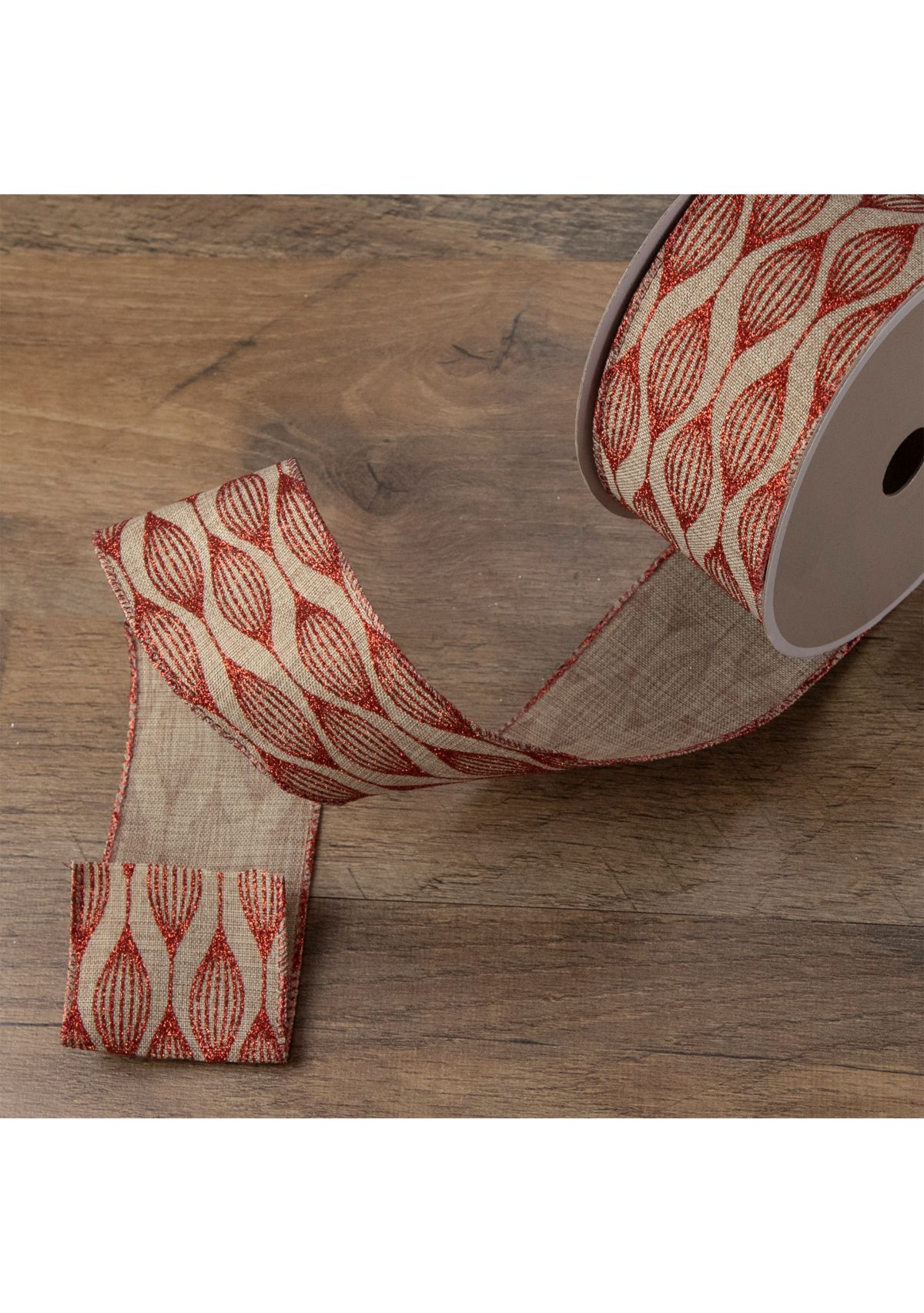 Club Pack of 12 Red and Beige Christmas Wired Craft Ribbons 2.5Inch x 120 Yards