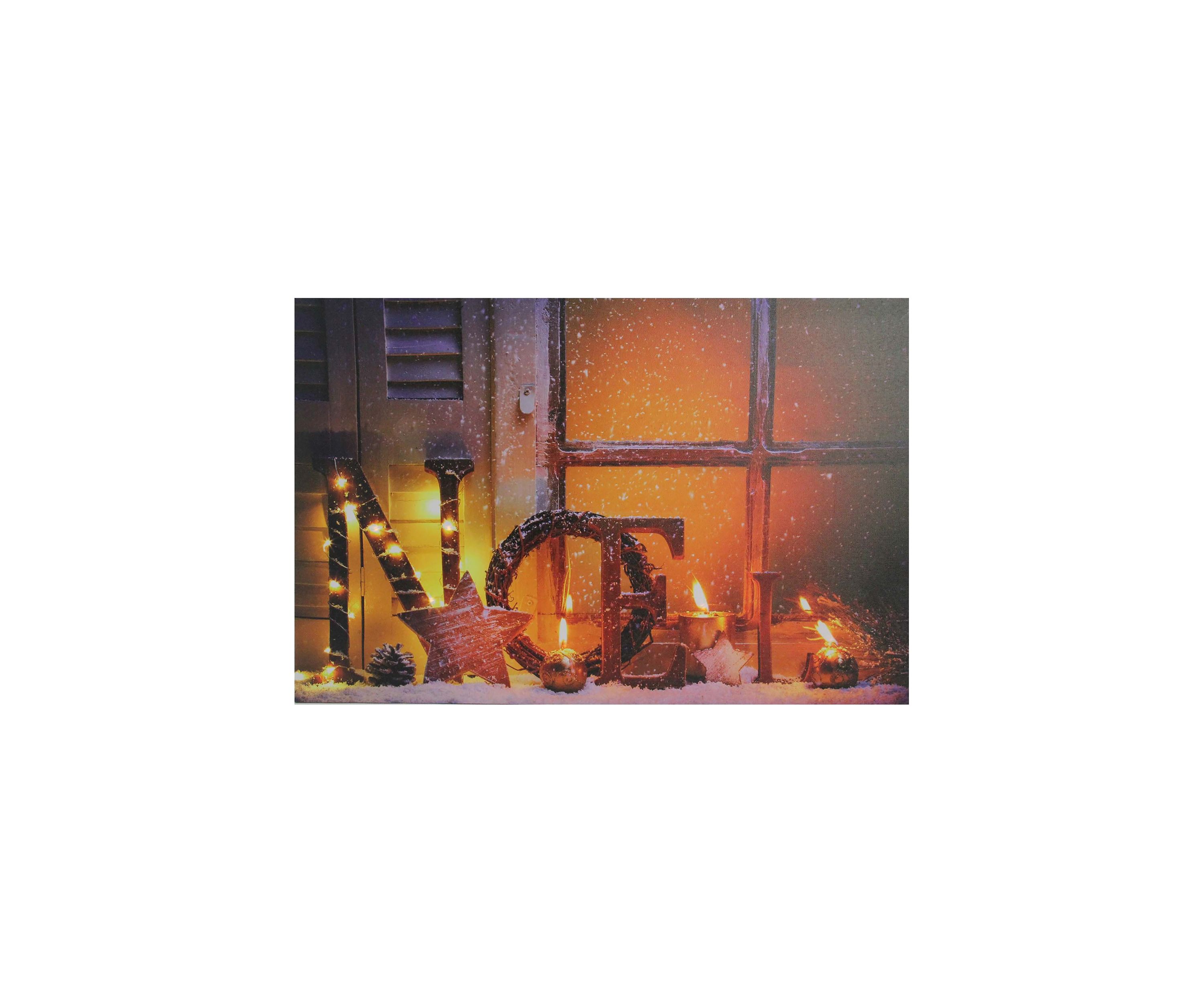 LED Lighted Noel and Flickering Candles Christmas Canvas Wall Art 23.5Inch x 15.75Inch