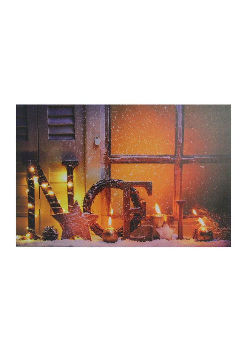 LED Lighted Noel and Flickering Candles Christmas Canvas Wall Art 23.5Inch x 15.75Inch