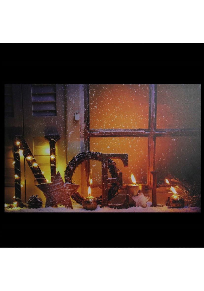 LED Lighted Noel and Flickering Candles Christmas Canvas Wall Art 23.5Inch x 15.75Inch