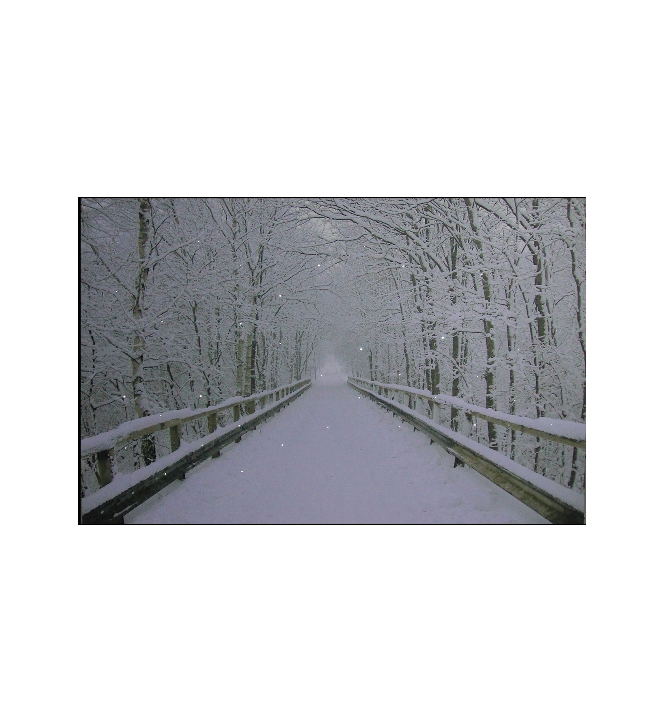 Small  Fiber Optic Lighted Winter Wooden Bridge Canvas Wall Art 12Inch x 15.75Inch