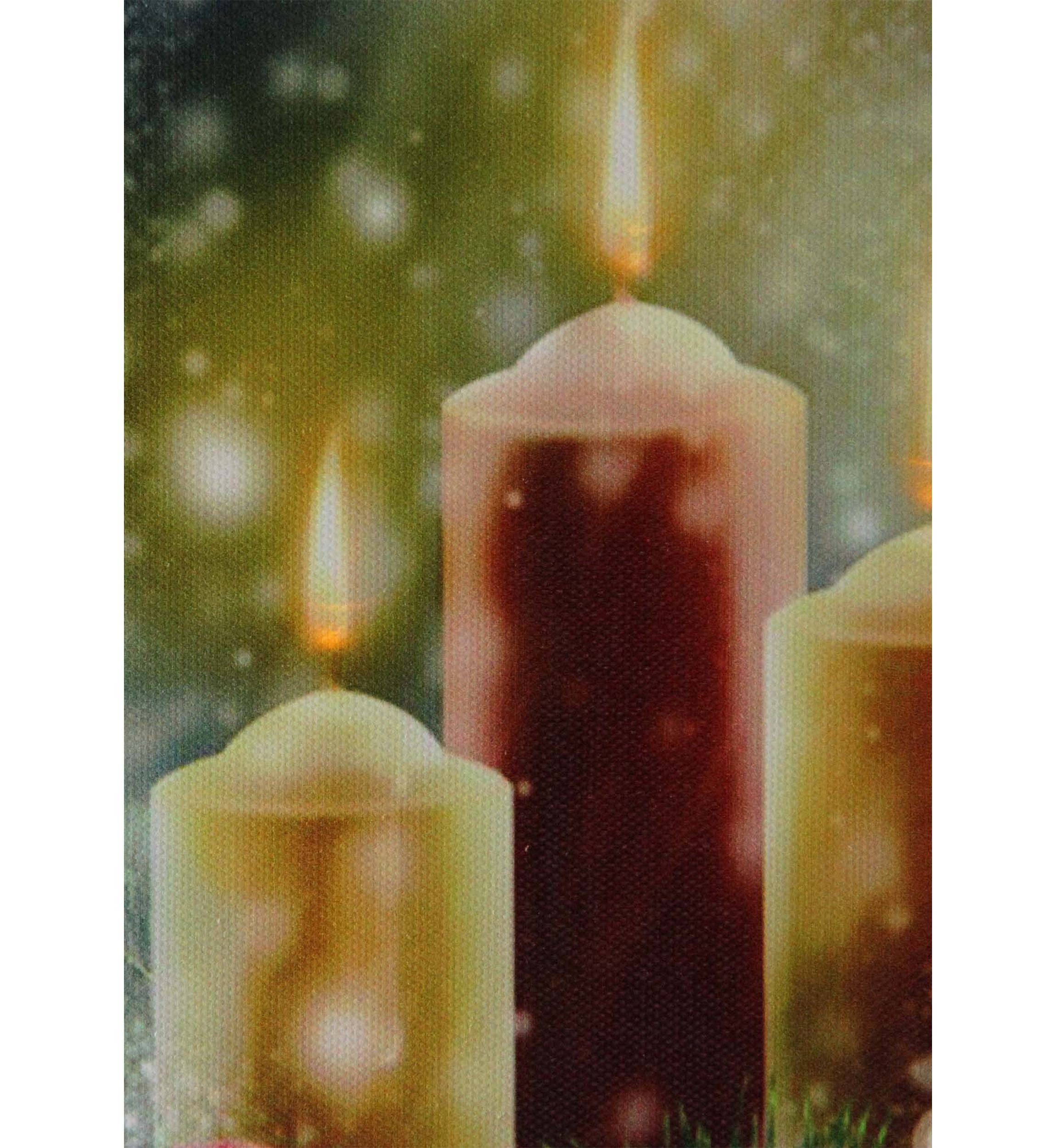 LED Lighted Snowy Window Pane and Candles Christmas Canvas Wall Art 23.5Inch x 15.5Inch