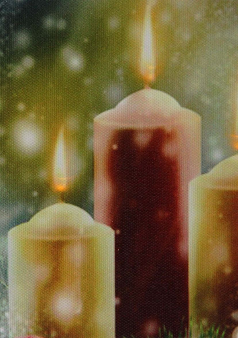 LED Lighted Snowy Window Pane and Candles Christmas Canvas Wall Art 23.5Inch x 15.5Inch