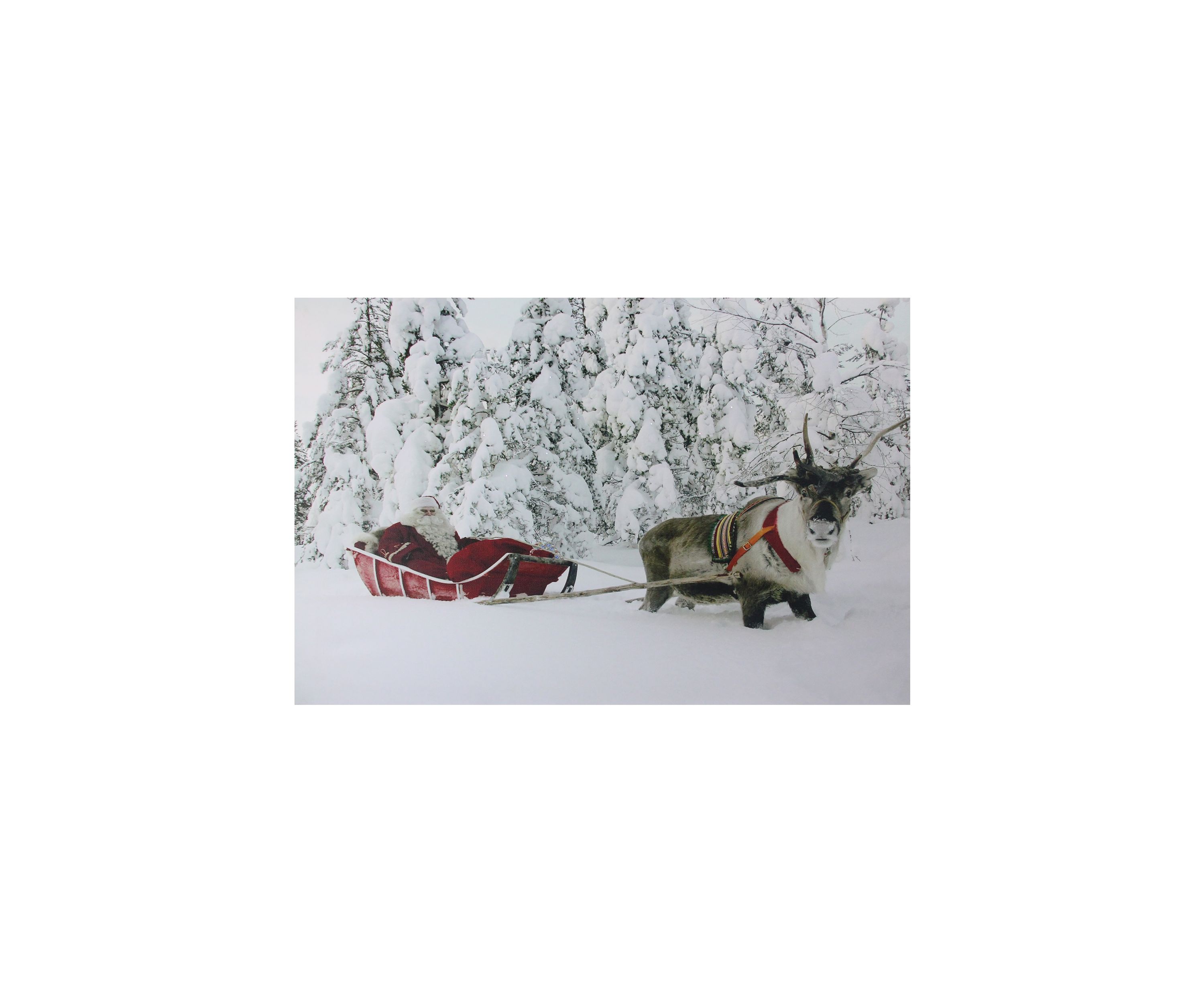 Fiber Optic Lighted Santa in His Sleigh Canvas Wall Art 15.75Inch x 23.5Inch