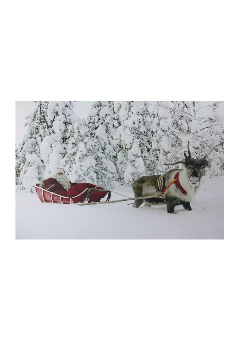 Fiber Optic Lighted Santa in His Sleigh Canvas Wall Art 15.75Inch x 23.5Inch