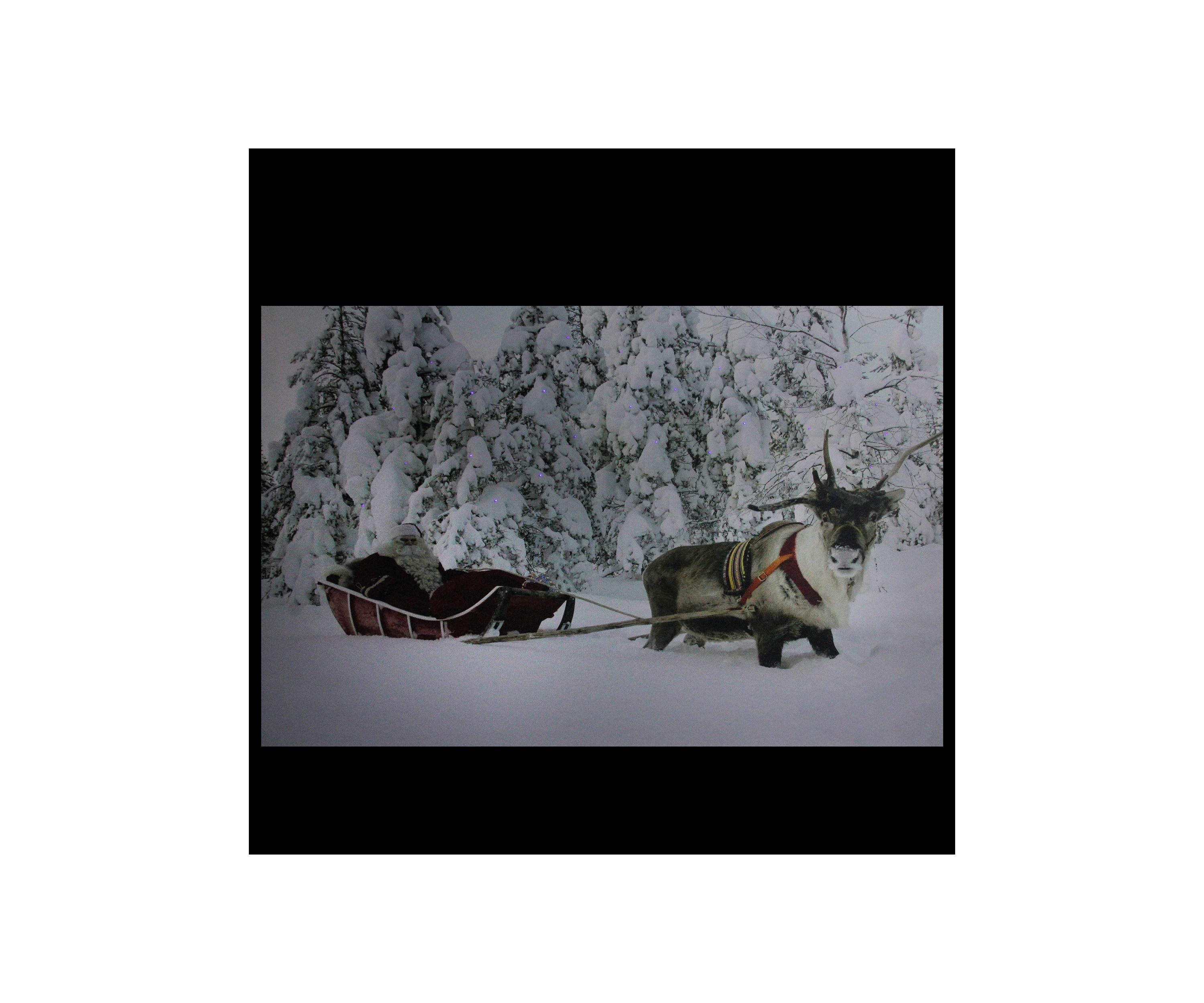 Fiber Optic Lighted Santa in His Sleigh Canvas Wall Art 15.75Inch x 23.5Inch