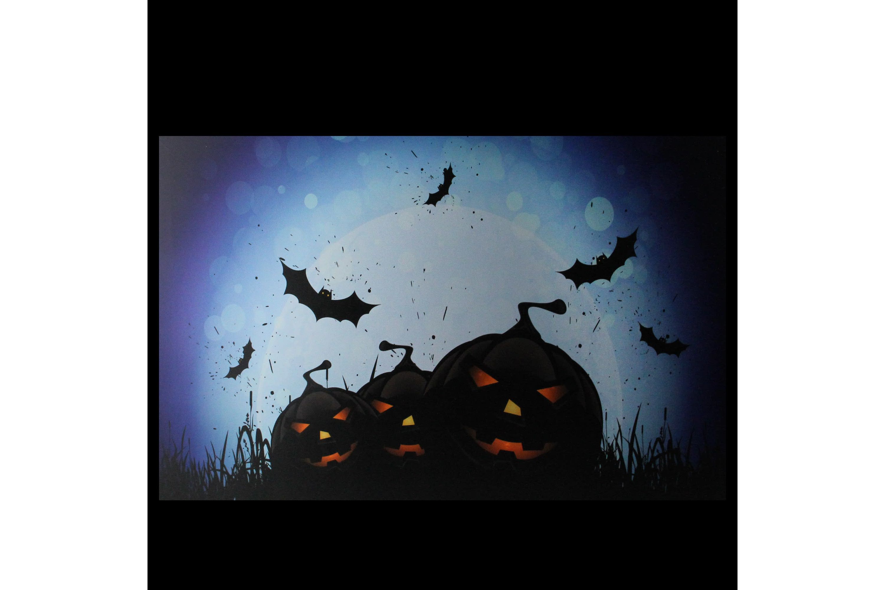 LED Lighted Jack-O-Lanterns and Bats Halloween Canvas Wall Art 23.5inch x 15.5inch