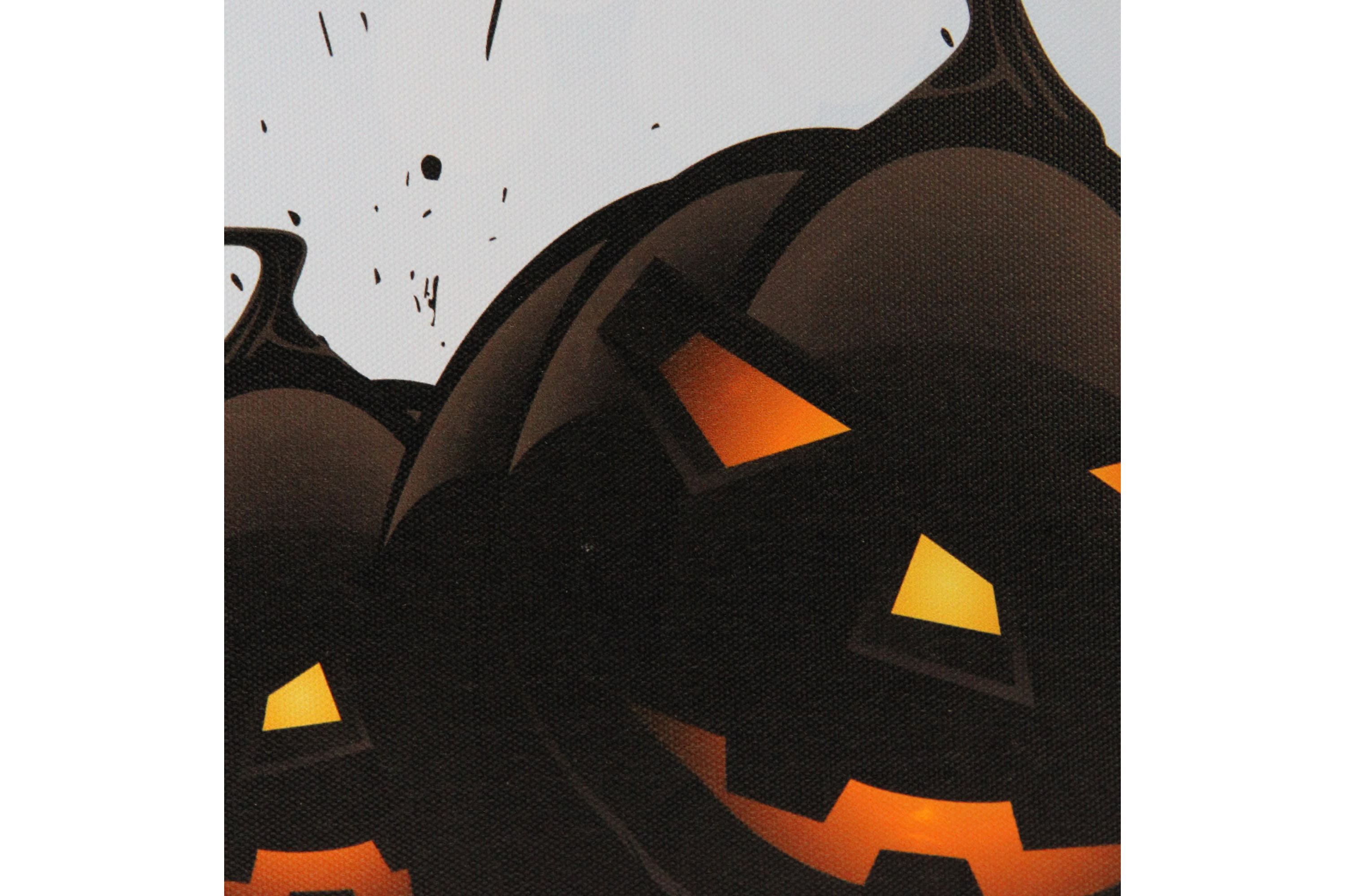 LED Lighted Jack-O-Lanterns and Bats Halloween Canvas Wall Art 23.5inch x 15.5inch