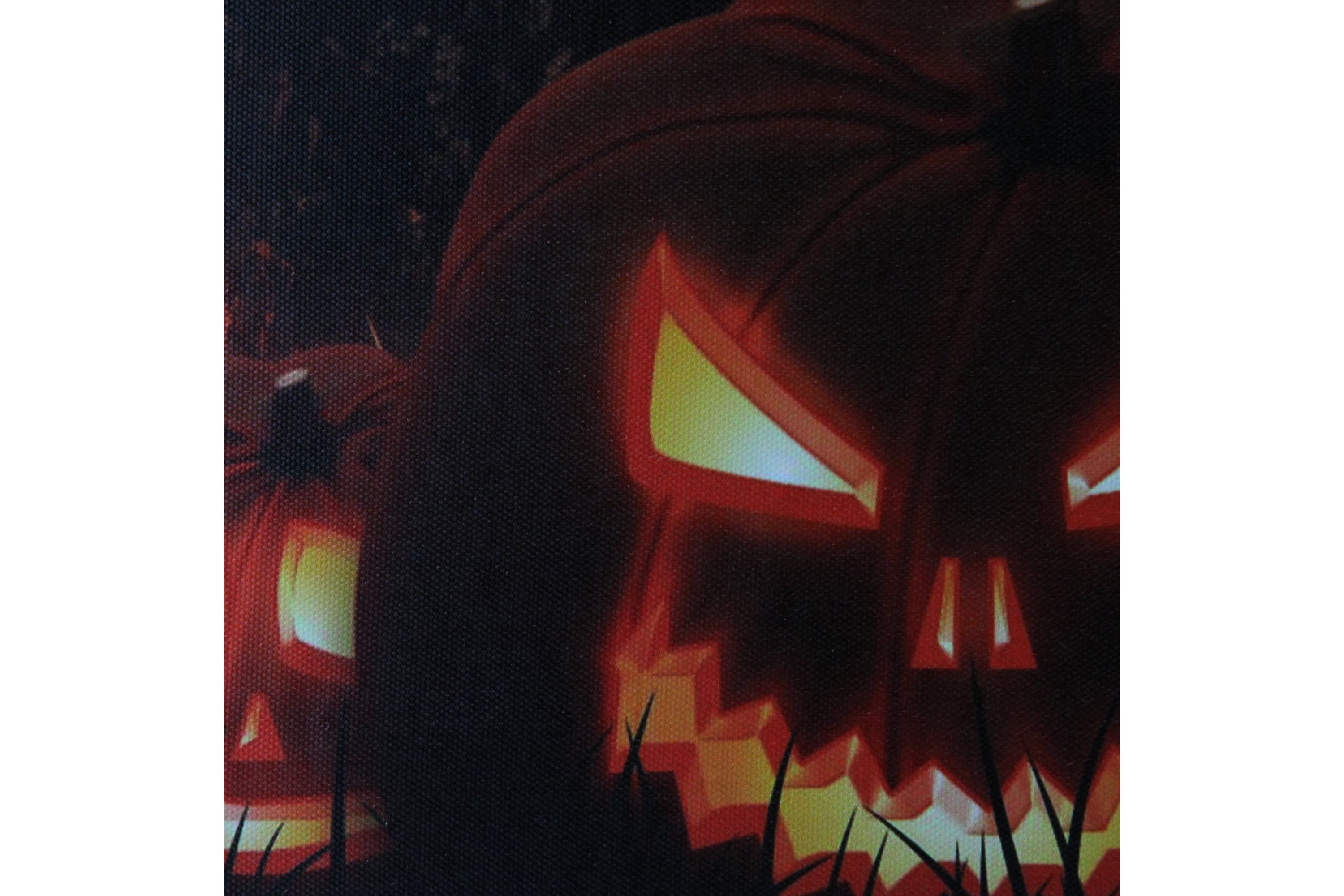LED Lighted Jack-O-Lanterns in a Cemetery Halloween Canvas Wall Art 23.5" x 15.5"