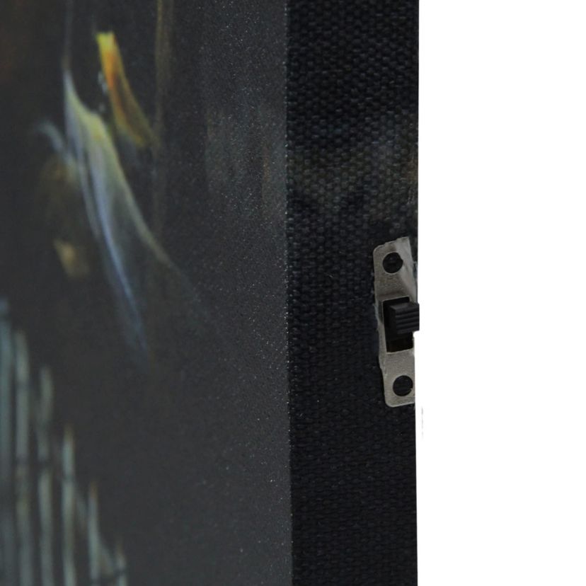LED Lighted Haunted House Halloween Canvas Wall Art - 23.5" x 16" - Amber Lights