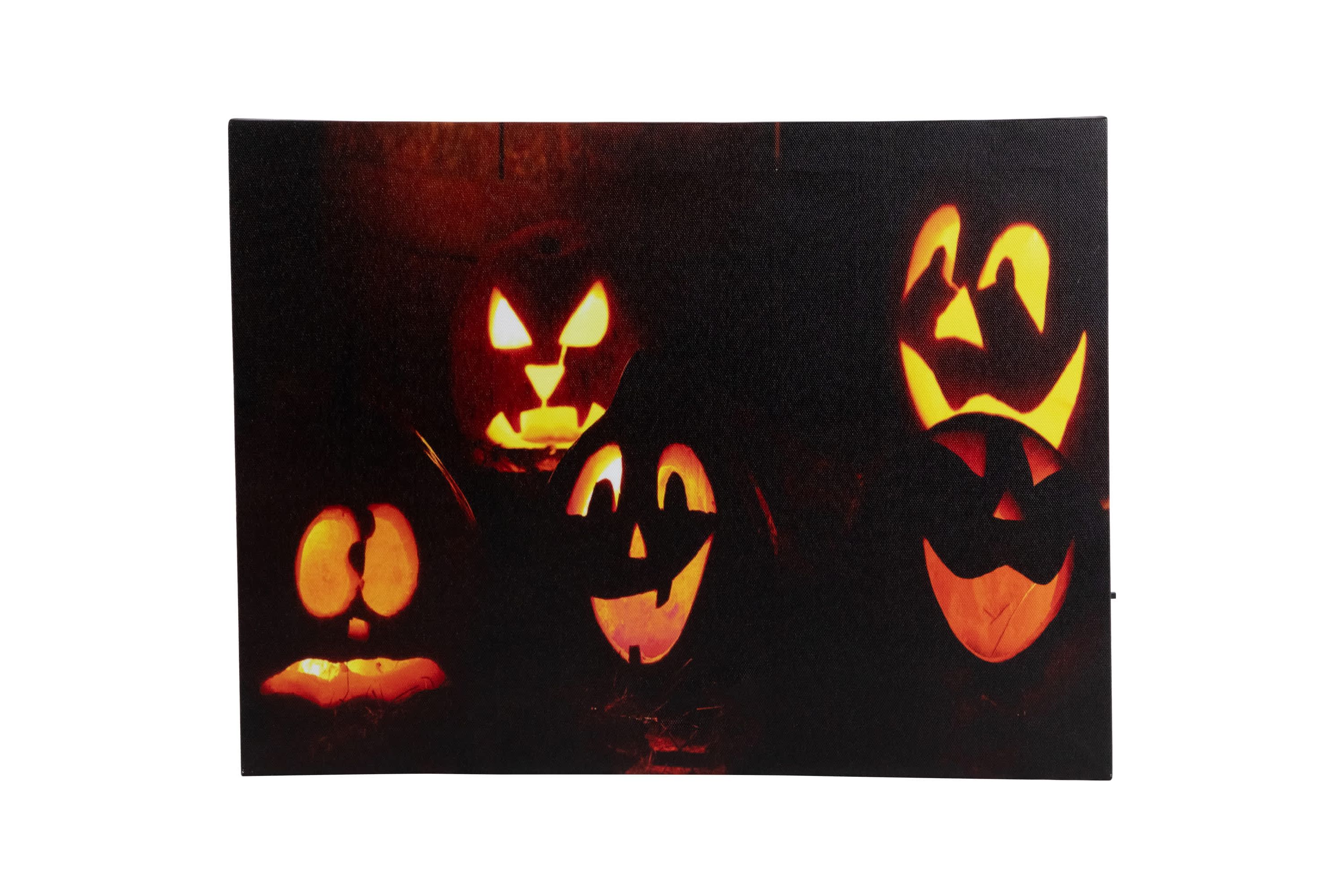 LED Lighted Silly Jack-O-Lanterns Halloween Canvas Wall Art - 15.75" x 12"