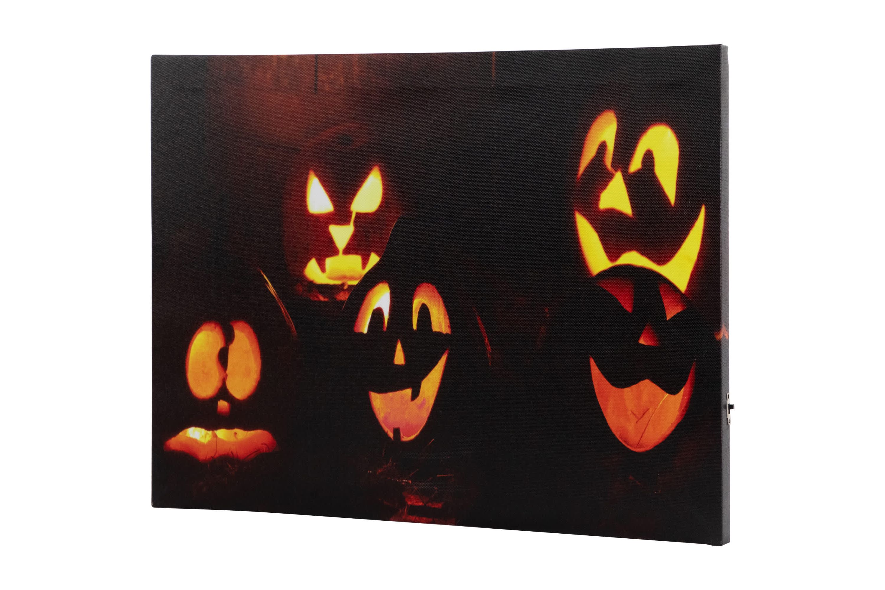 LED Lighted Silly Jack-O-Lanterns Halloween Canvas Wall Art - 15.75" x 12"