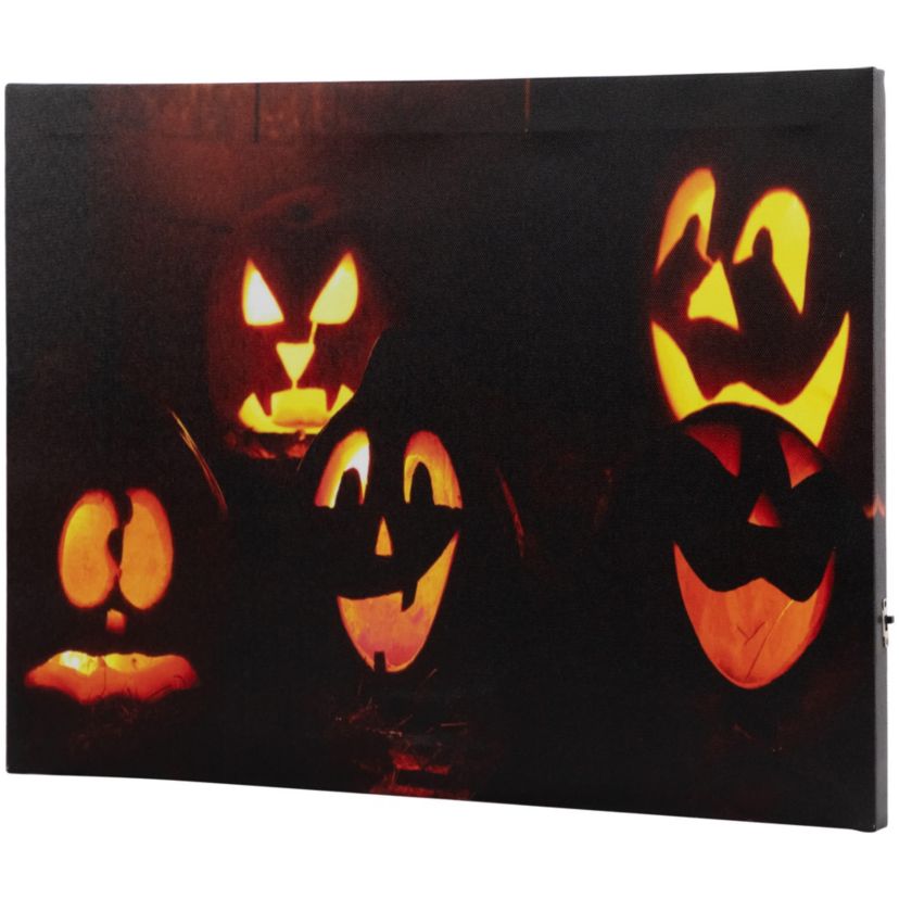 LED Lighted Silly Jack-O-Lanterns Halloween Canvas Wall Art - 15.75" x 12"