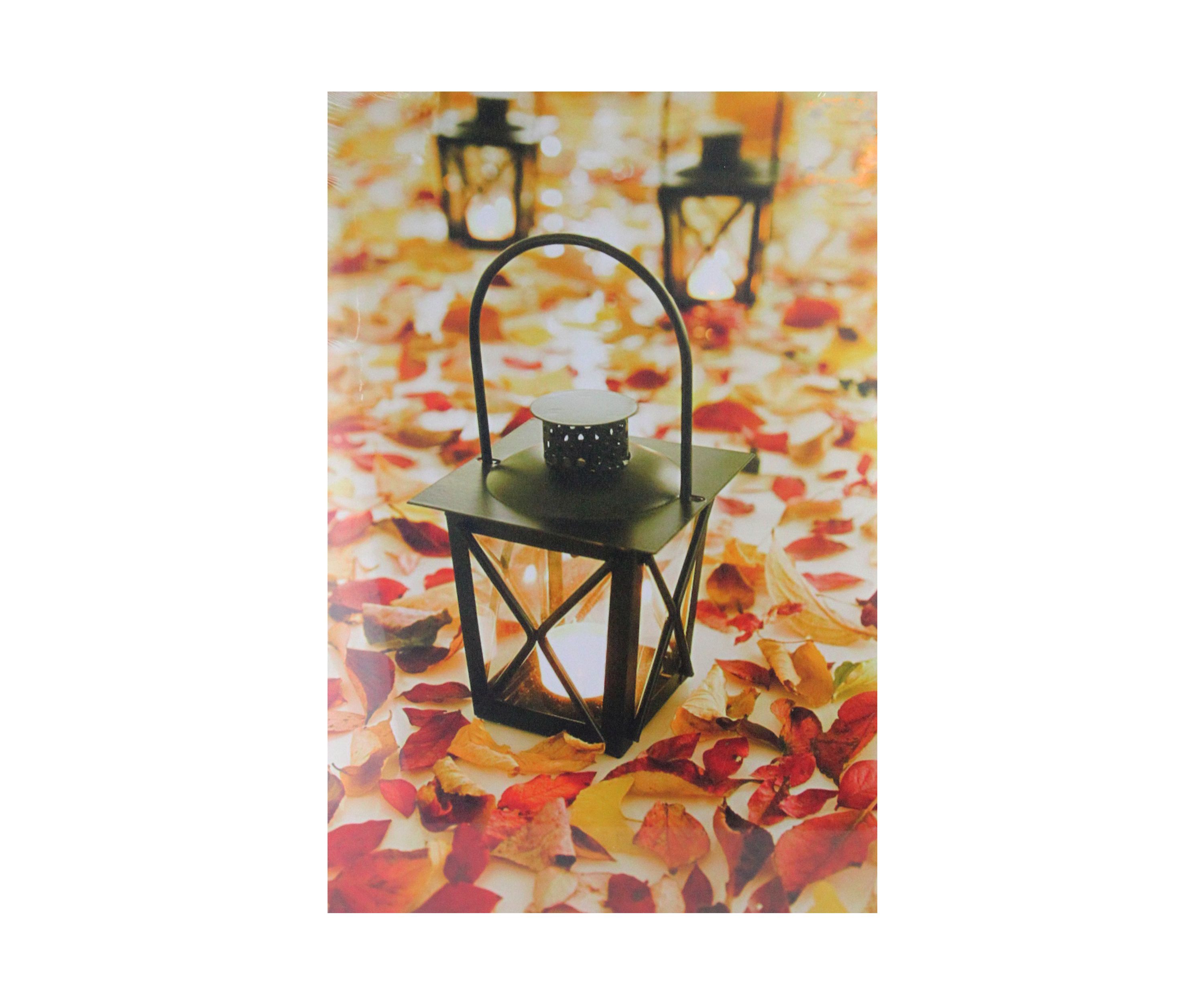 LED Lighted Fall Foliage and Lanterns Canvas Wall Art 23.5 inch x 15.5 inch