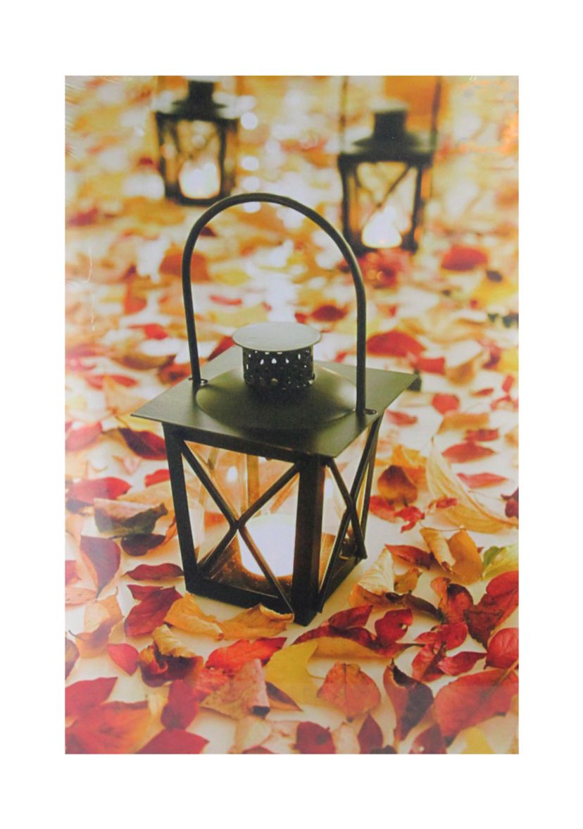 LED Lighted Fall Foliage and Lanterns Canvas Wall Art 23.5 inch x 15.5 inch