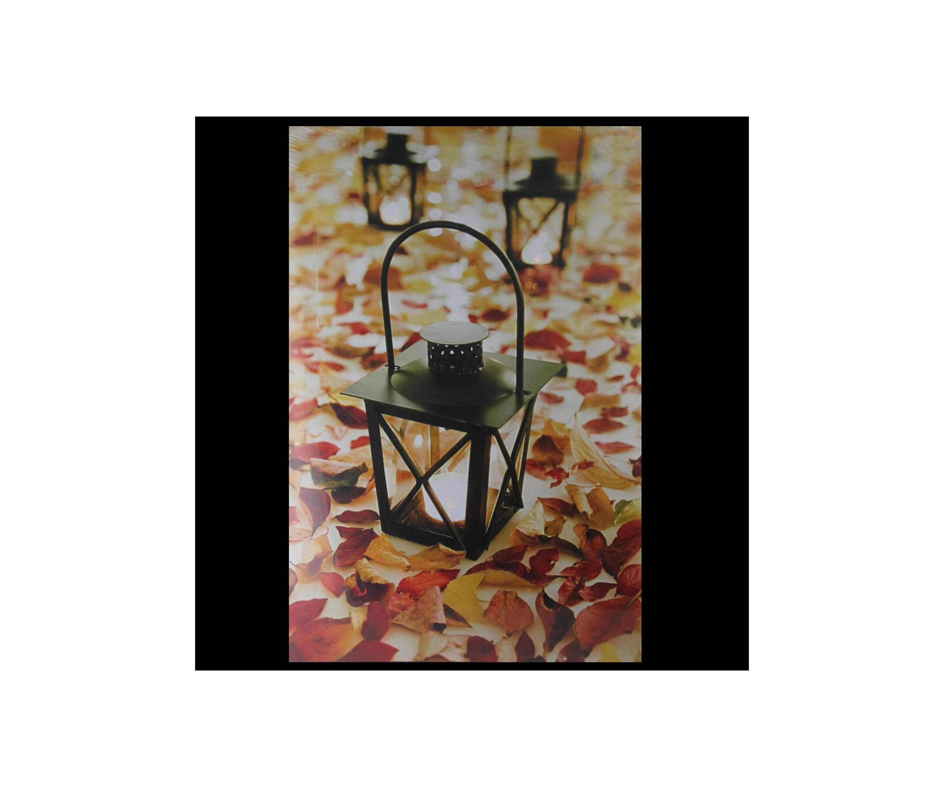 LED Lighted Fall Foliage and Lanterns Canvas Wall Art 23.5 inch x 15.5 inch