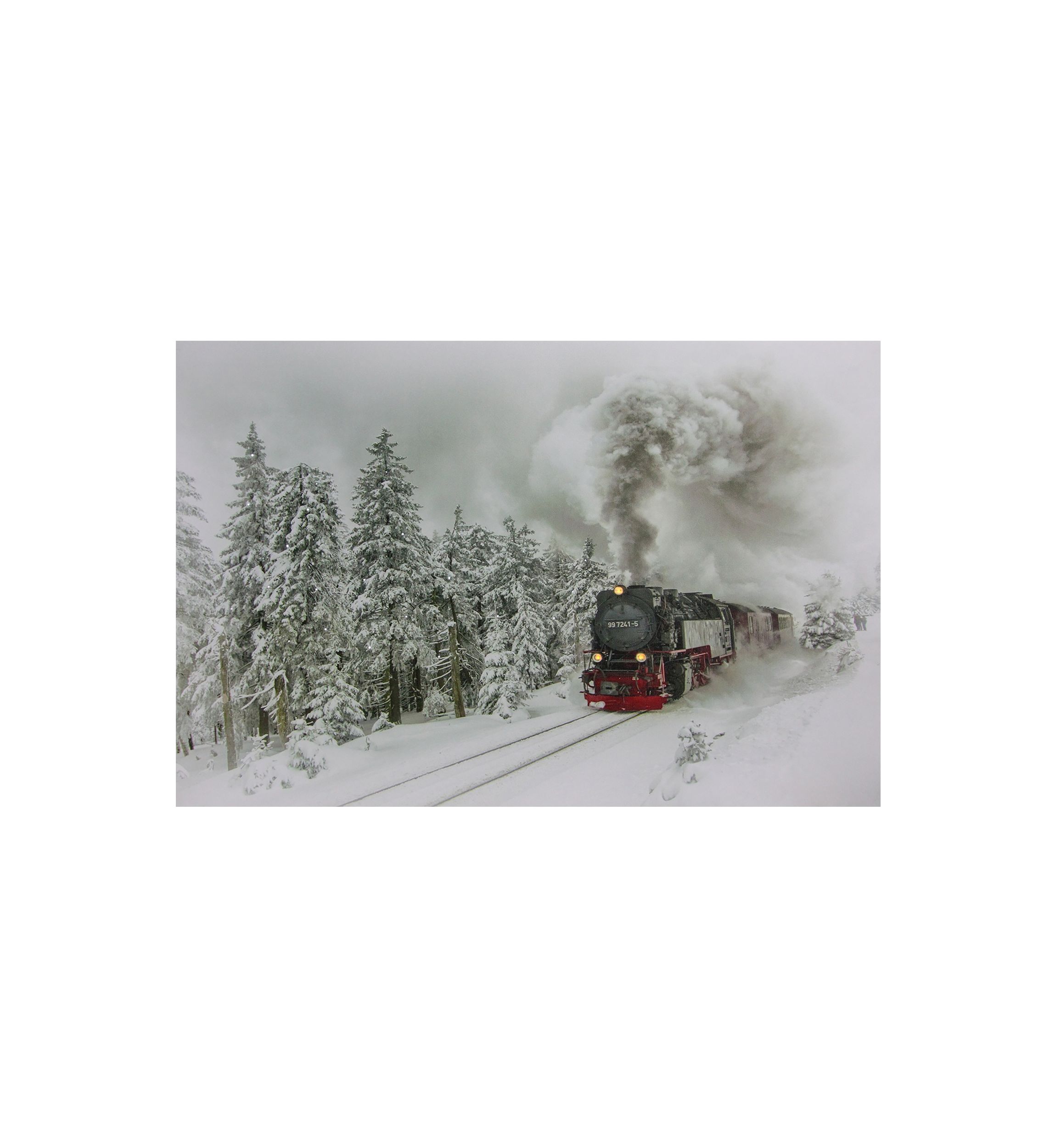 Small Fiber Optic and LED Lighted Winter Woods with Train Canvas Wall Art 12Inch x 15.75Inch