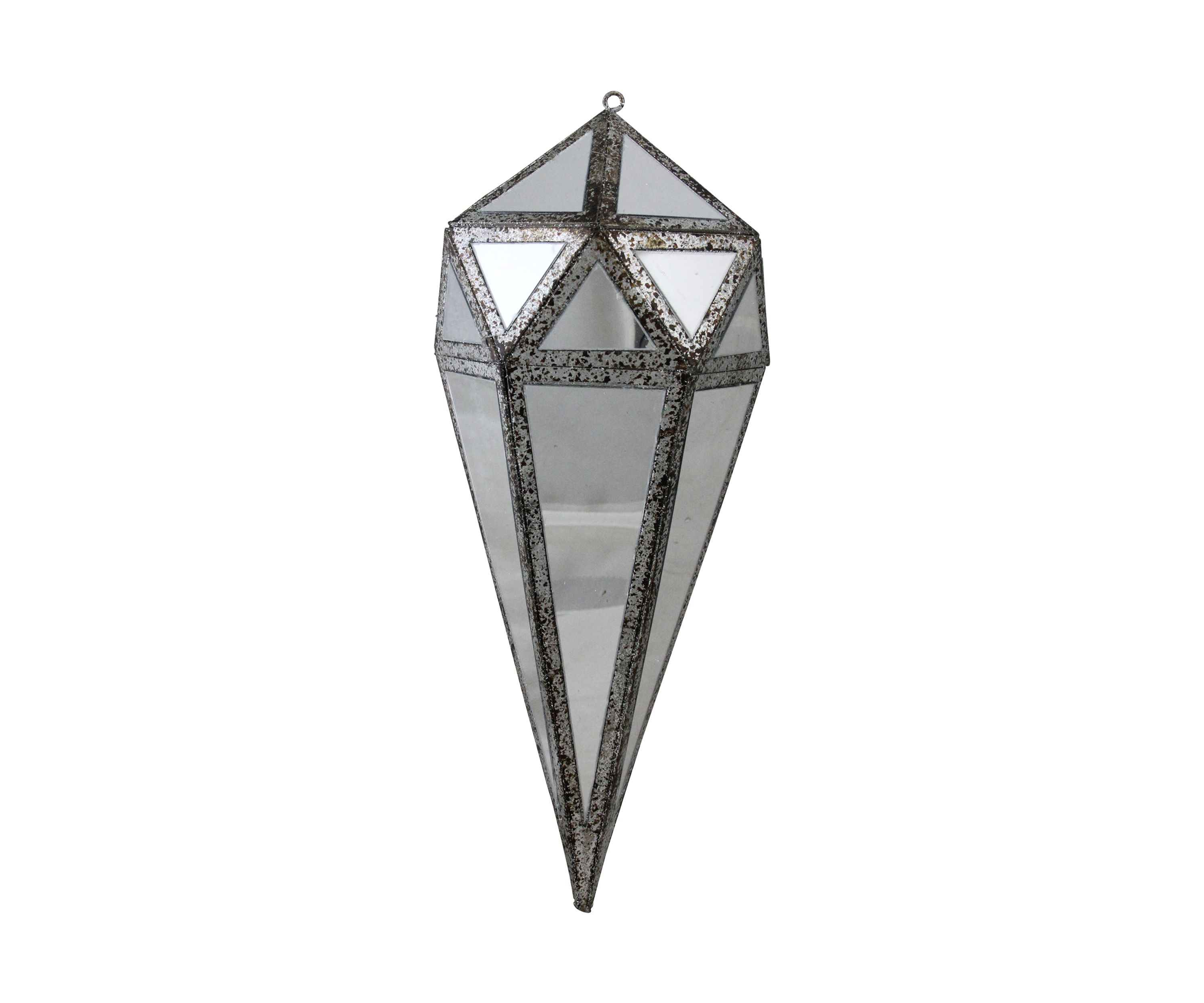 10.5" Silver and Clear Mirrored Geometric Framed Drop Christmas Ornament