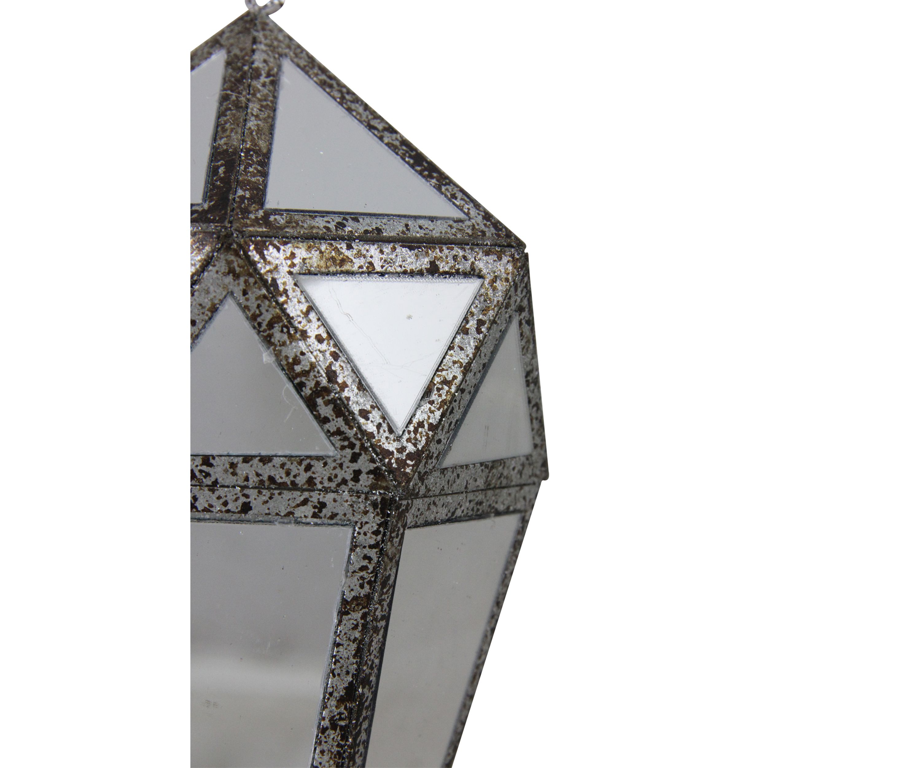 10.5" Silver and Clear Mirrored Geometric Framed Drop Christmas Ornament