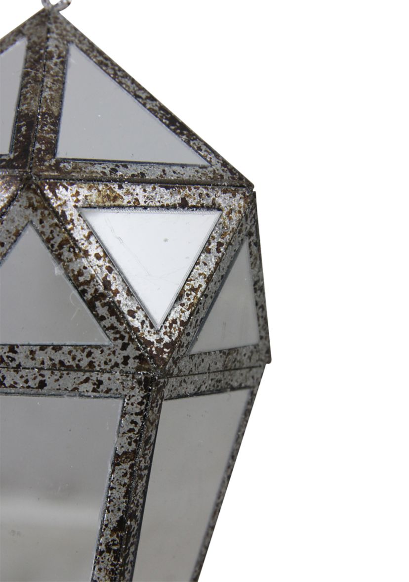 10.5" Silver and Clear Mirrored Geometric Framed Drop Christmas Ornament
