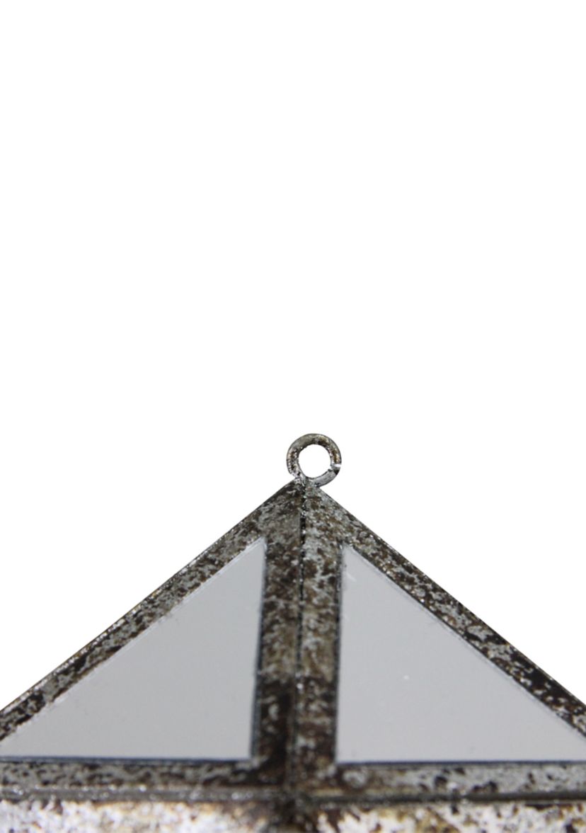 10.5" Silver and Clear Mirrored Geometric Framed Drop Christmas Ornament