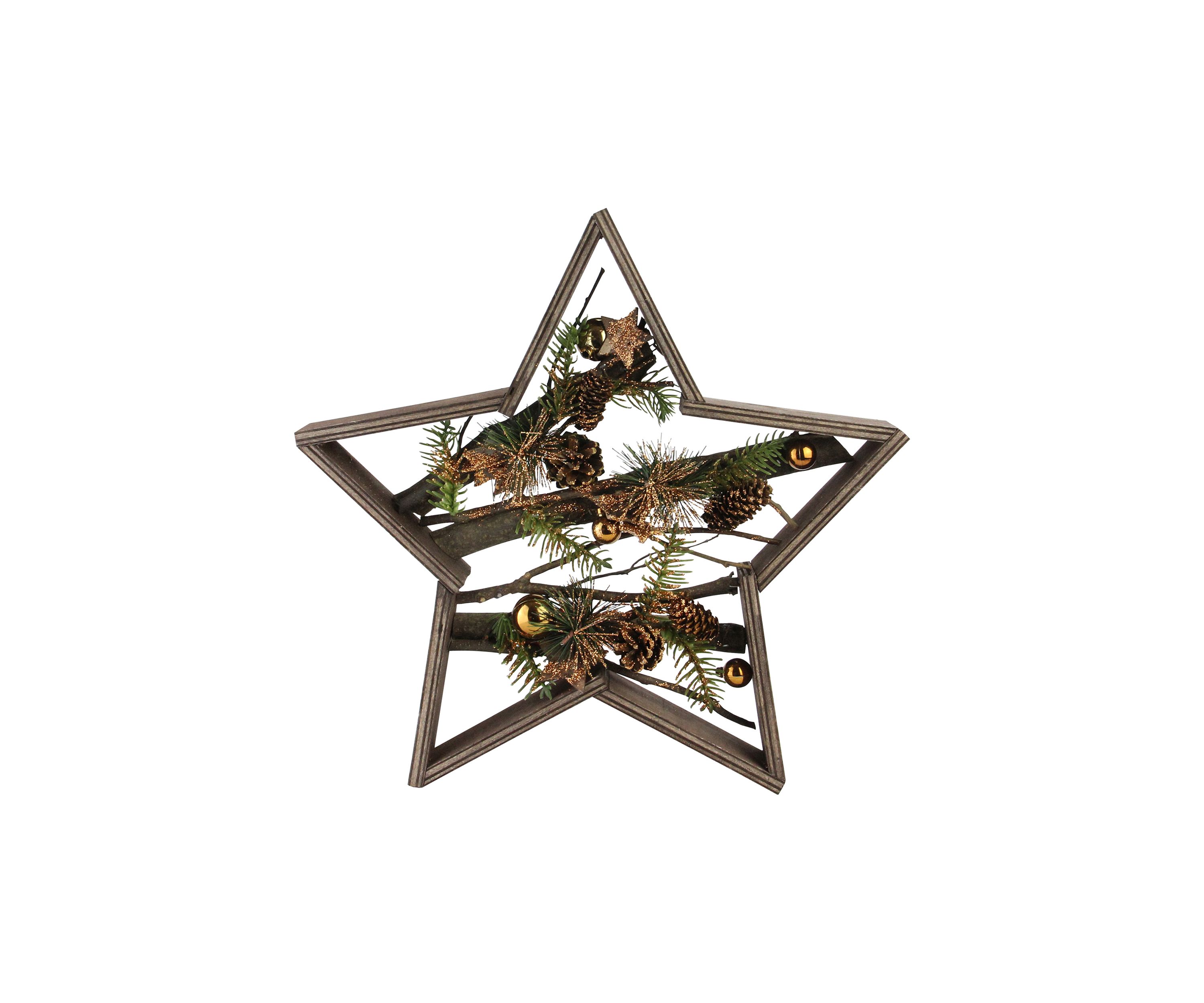 15.25Inch Mixed Branches in Star Wood Frame Table or Wall Decoration