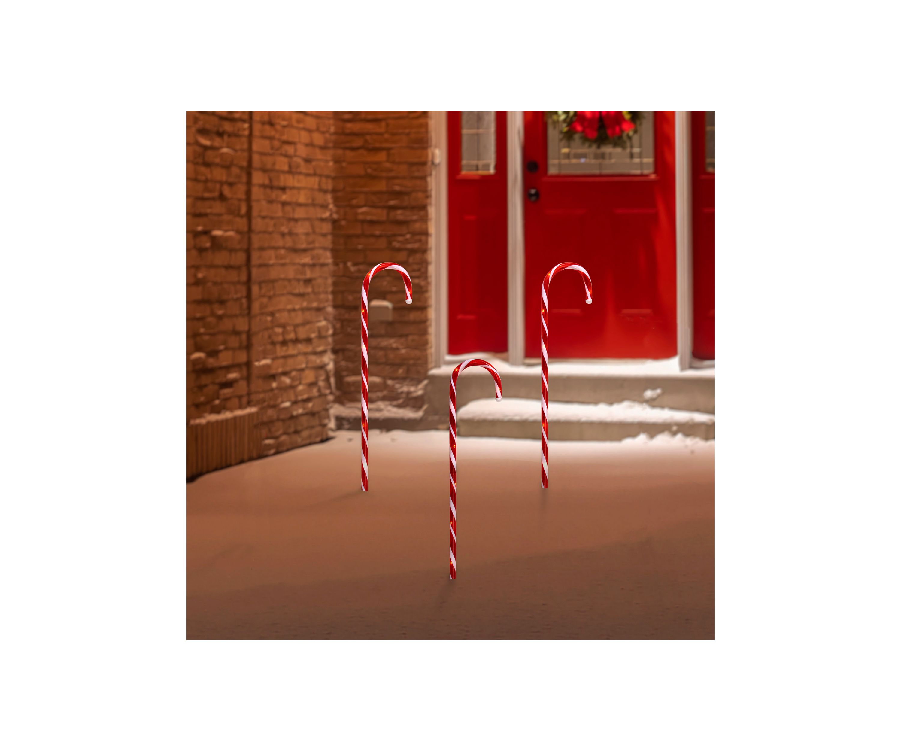 Set of 3 Lighted Candy Cane Outdoor Christmas Decorations 28Inch