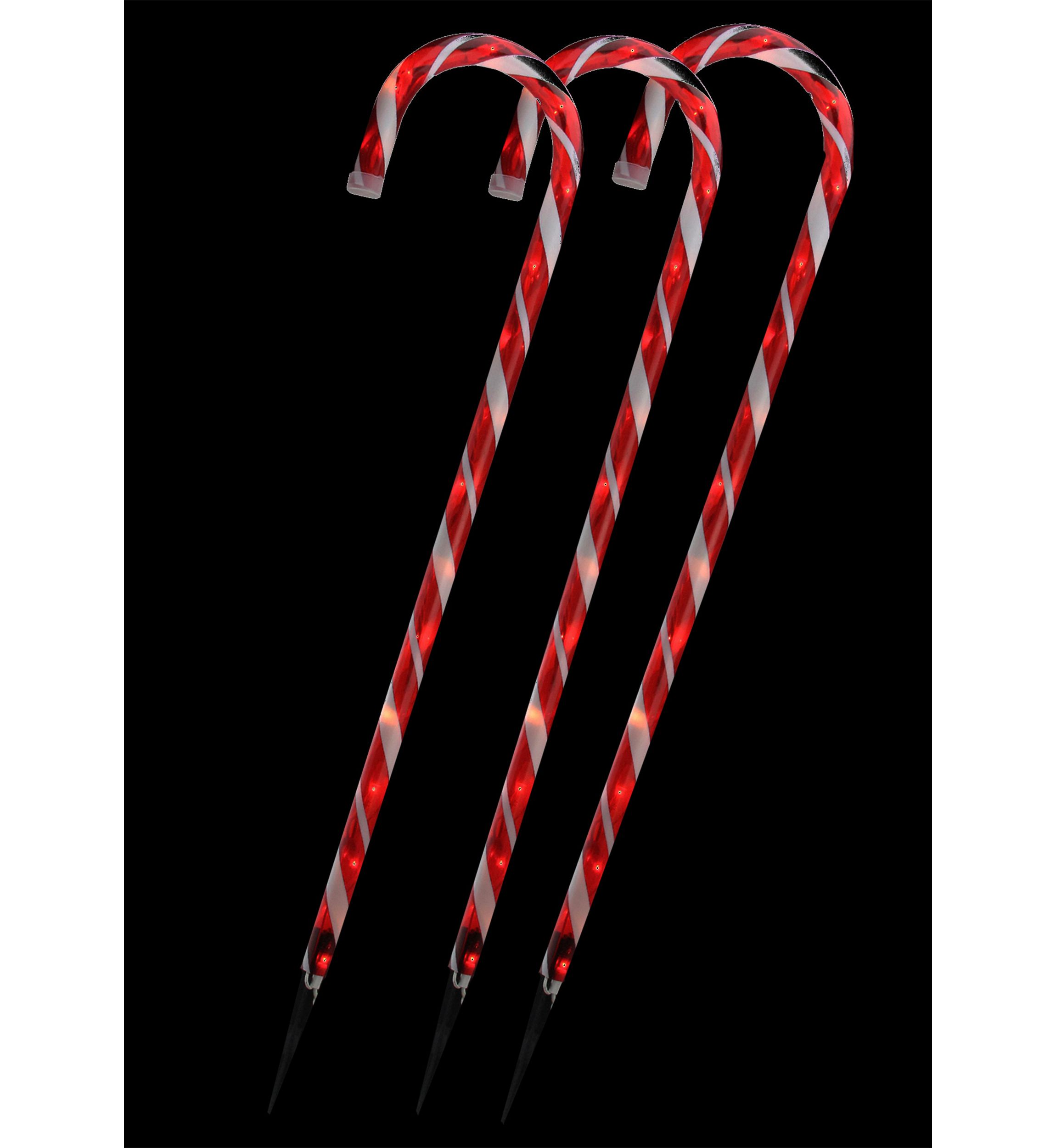 Set of 3 Lighted Candy Cane Outdoor Christmas Decorations 28Inch