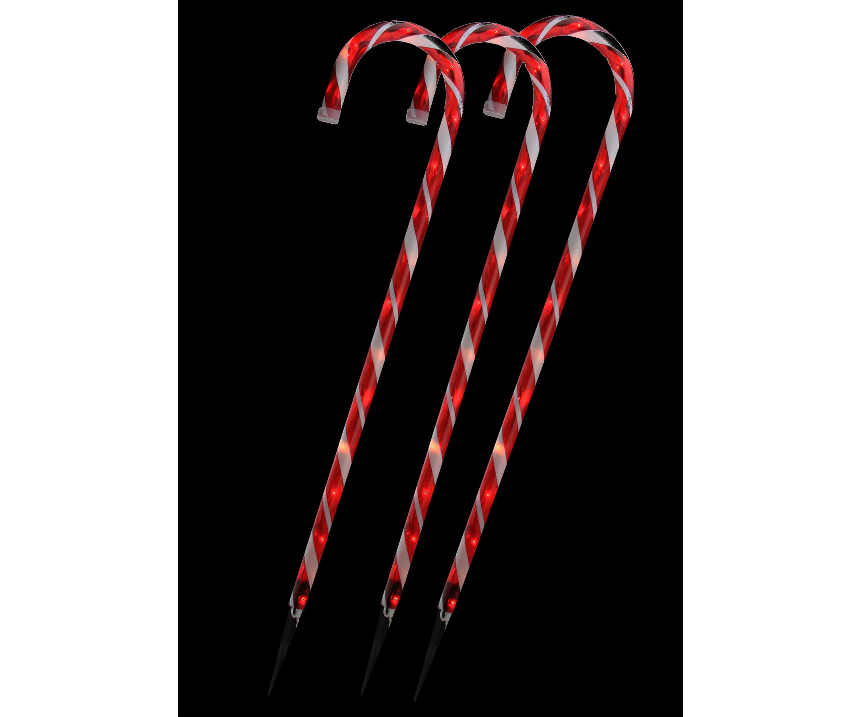 Set of 3 Lighted Candy Cane Outdoor Christmas Decorations 28Inch