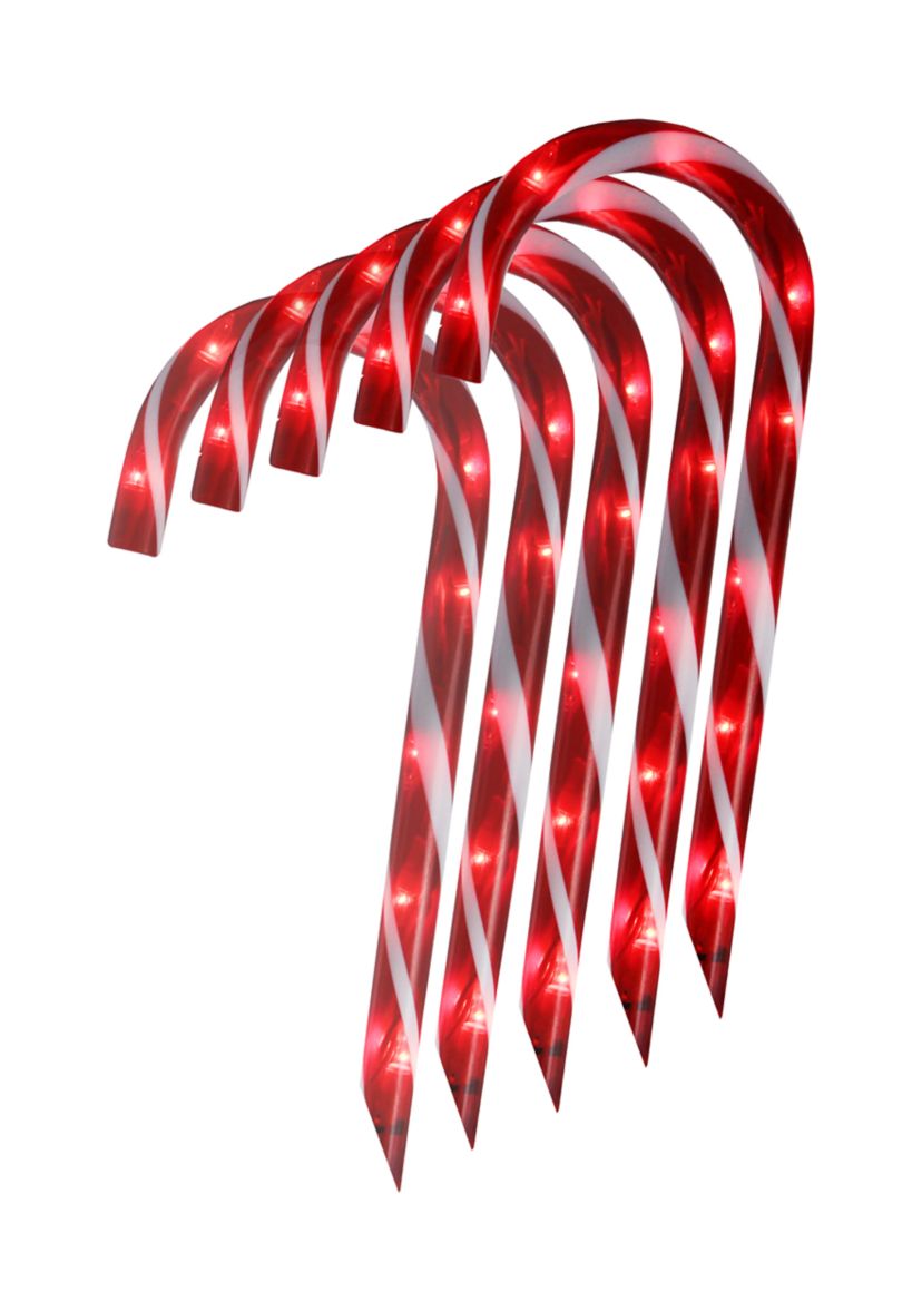 Set of 10 Lighted Outdoor Candy Cane Christmas Pathway Markers 12Inch