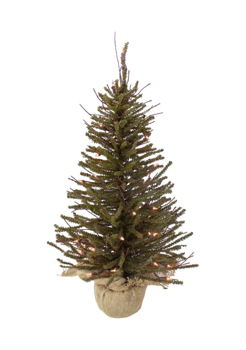2.5 Pre-Lit Warsaw Two-Tone Twig Artificial Christmas Tree - Clear Lights