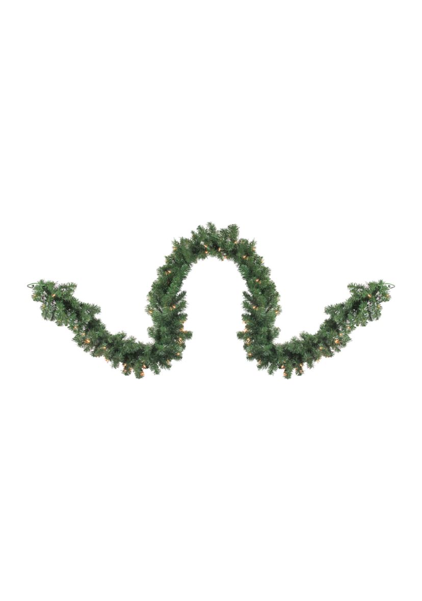 9 x 18Inch Pre-Lit Deluxe Windsor Green Pine Christmas Garland - Clear Lights