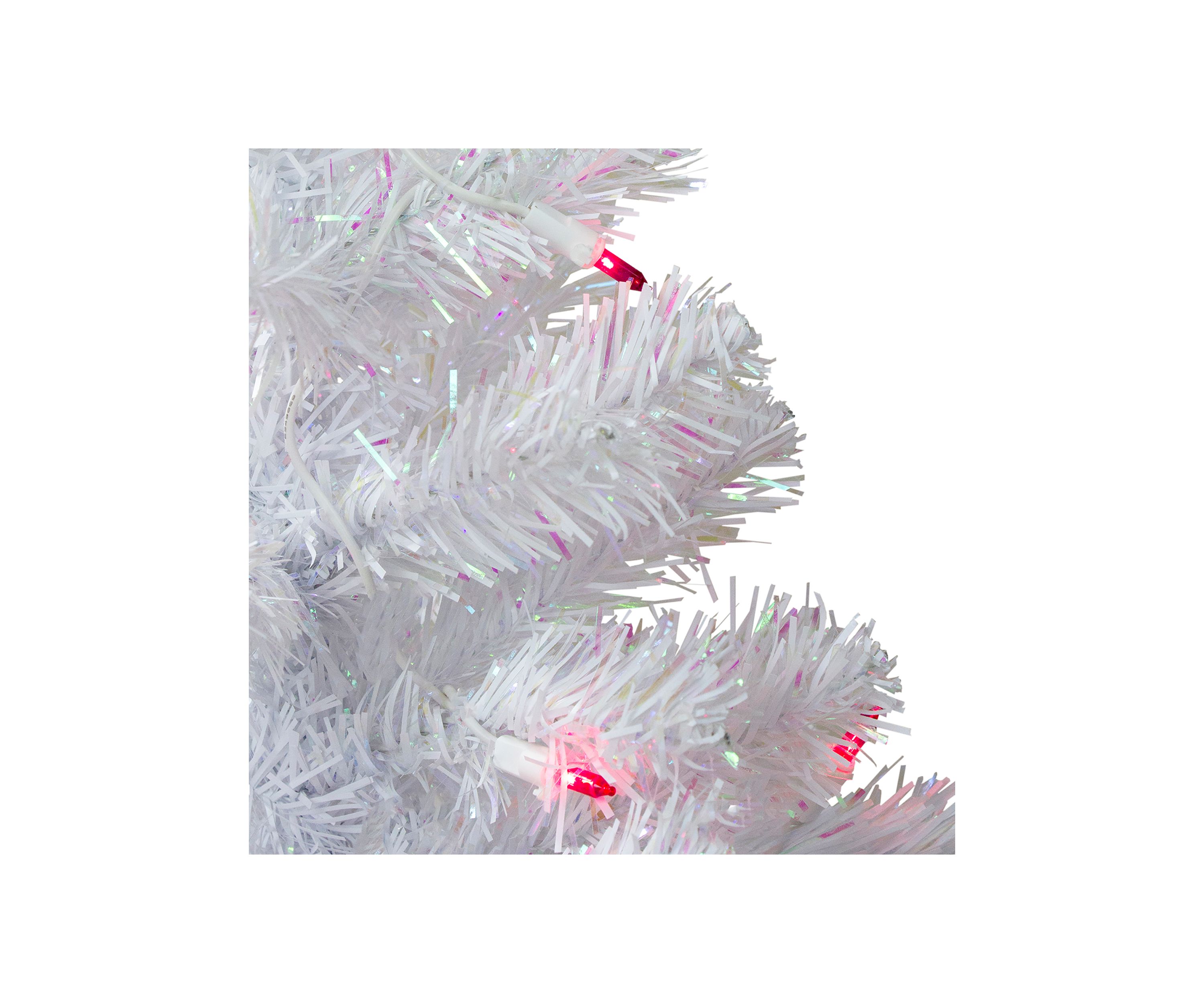 2 Pre-Lit White Pine Slim Artificial Christmas Tree - Pink Lights