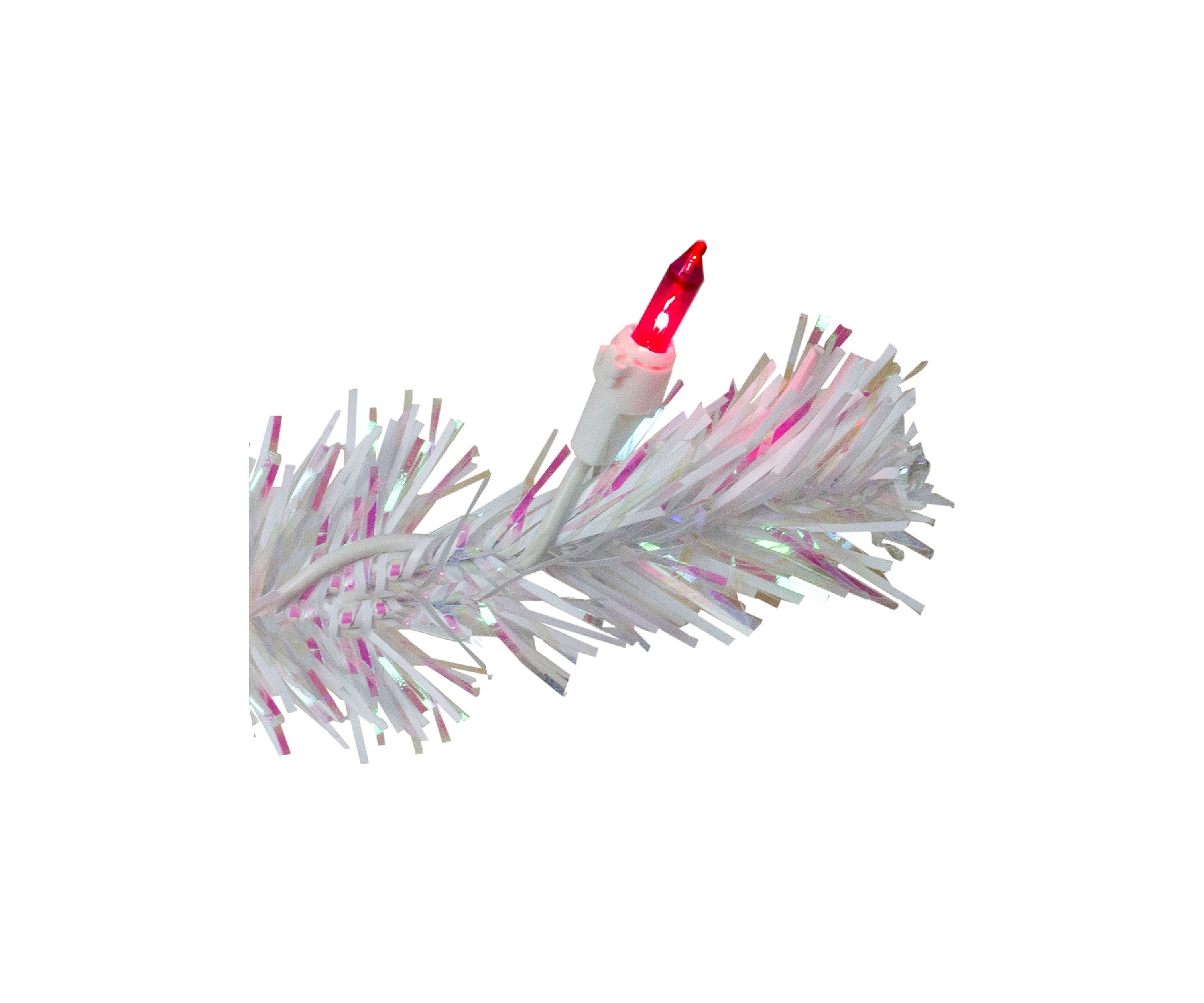 2 Pre-Lit White Pine Slim Artificial Christmas Tree - Pink Lights
