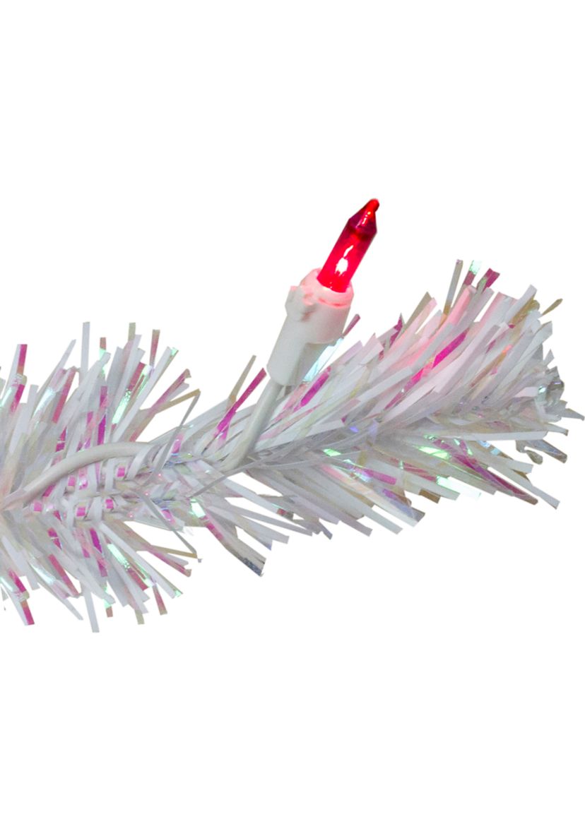 2 Pre-Lit White Pine Slim Artificial Christmas Tree - Pink Lights