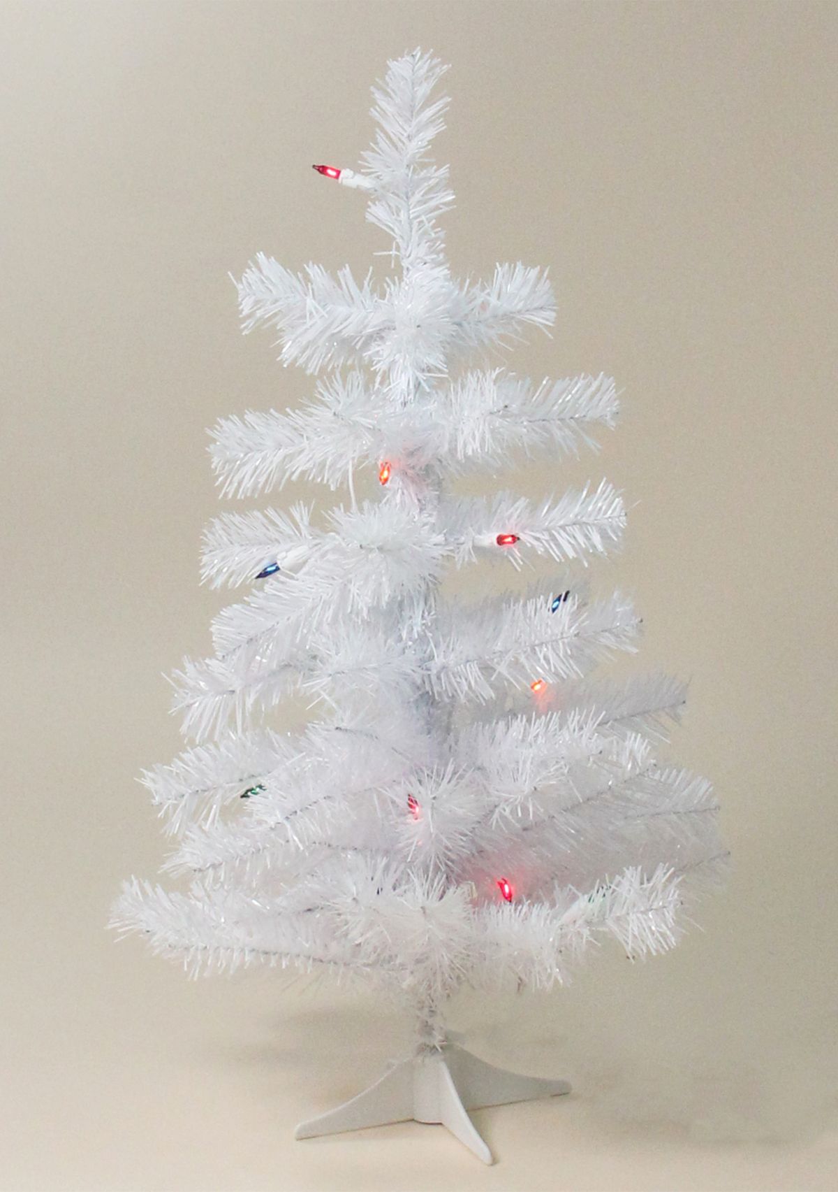 2 Pre-Lit Slim White Tinsel Artificial Christmas Tree - Multi Lights