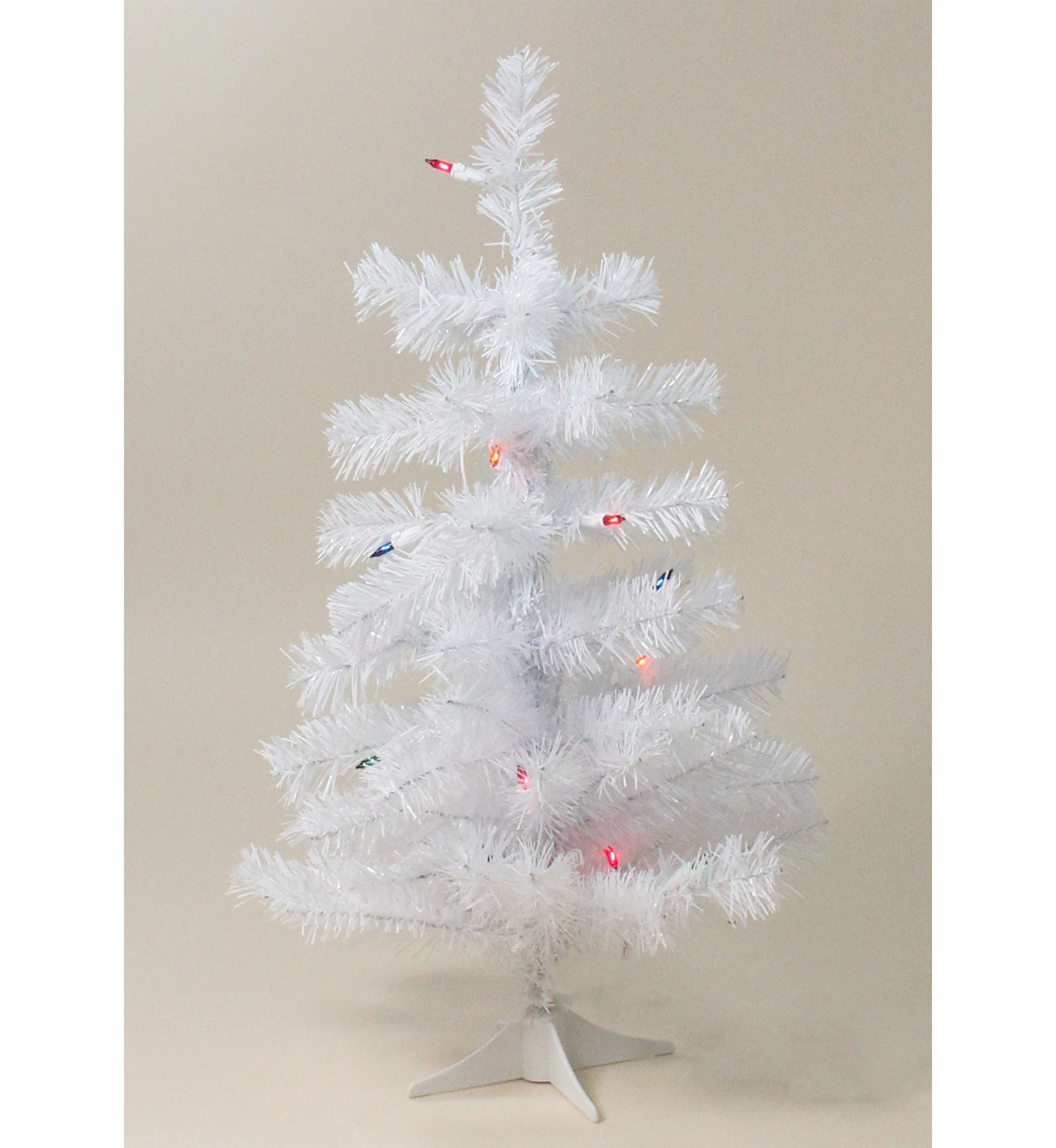 2 Pre-Lit Slim White Tinsel Artificial Christmas Tree - Multi Lights