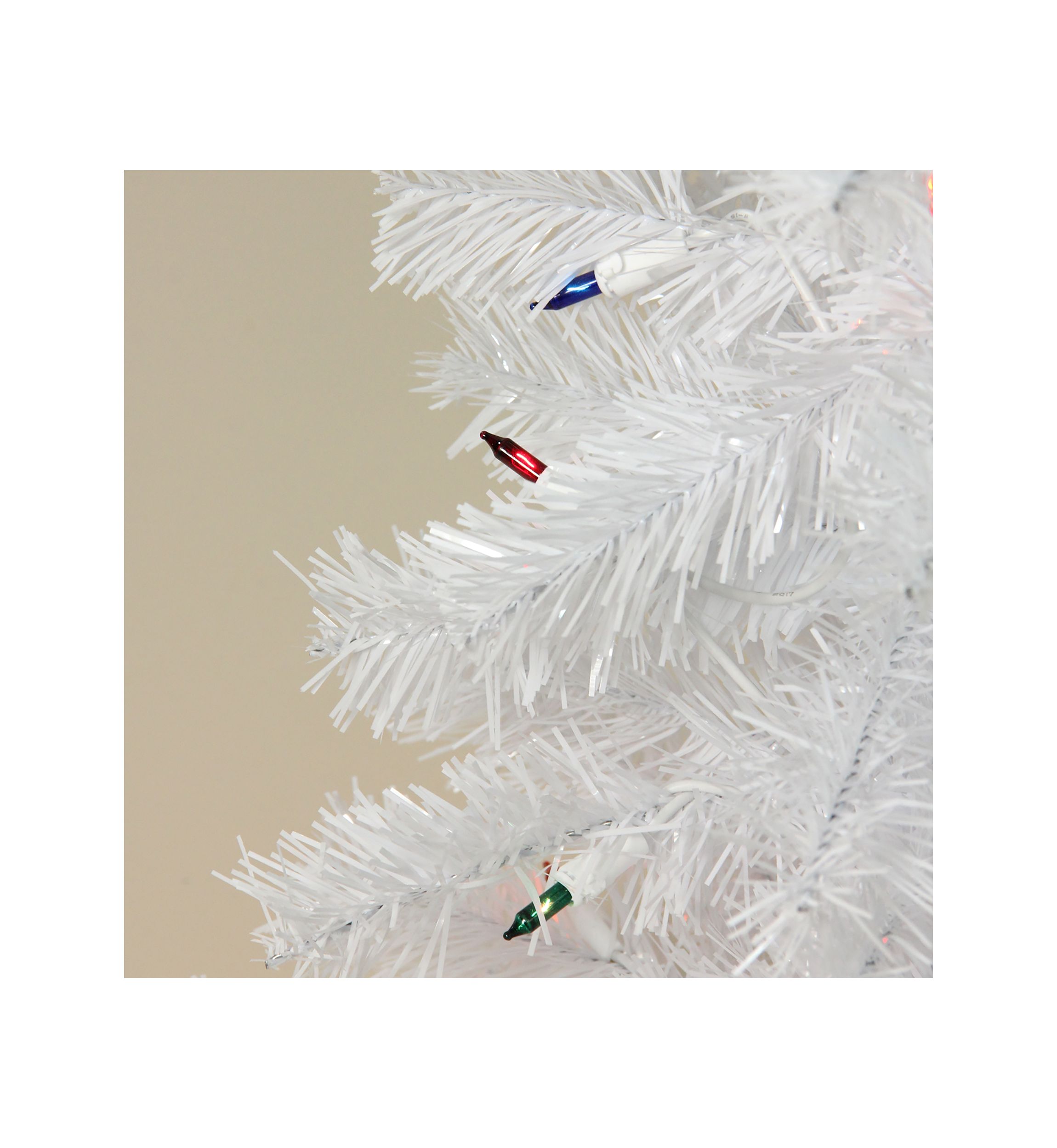 2 Pre-Lit Slim White Tinsel Artificial Christmas Tree - Multi Lights