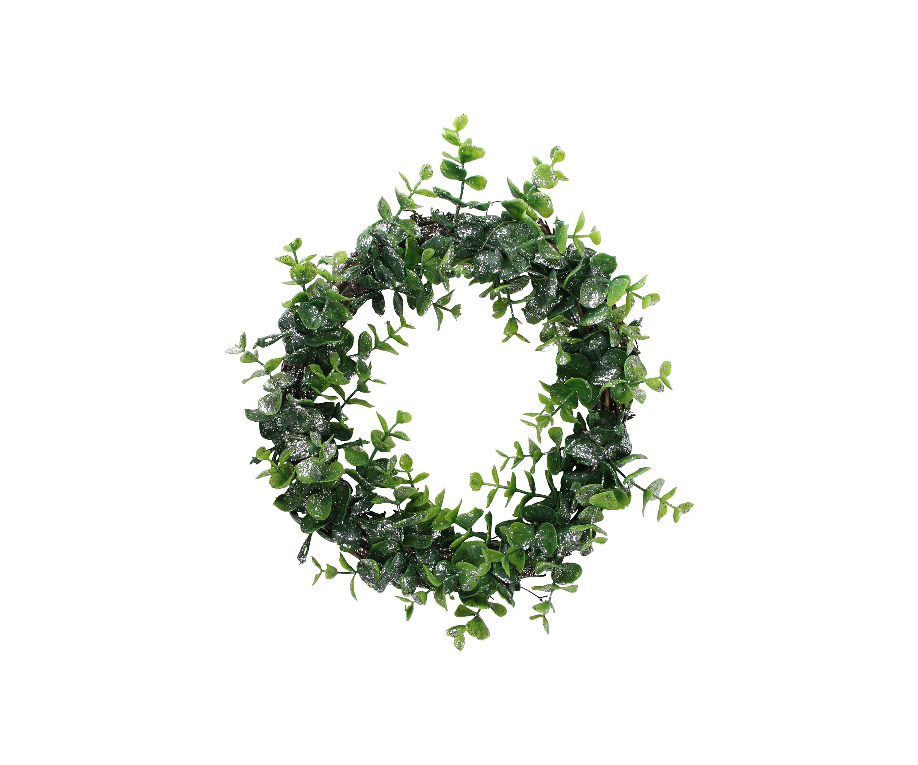 Sparkling Silver and Green Grass Decorative Artificial Christmas Wreath - 8.75-Inch  Unlit