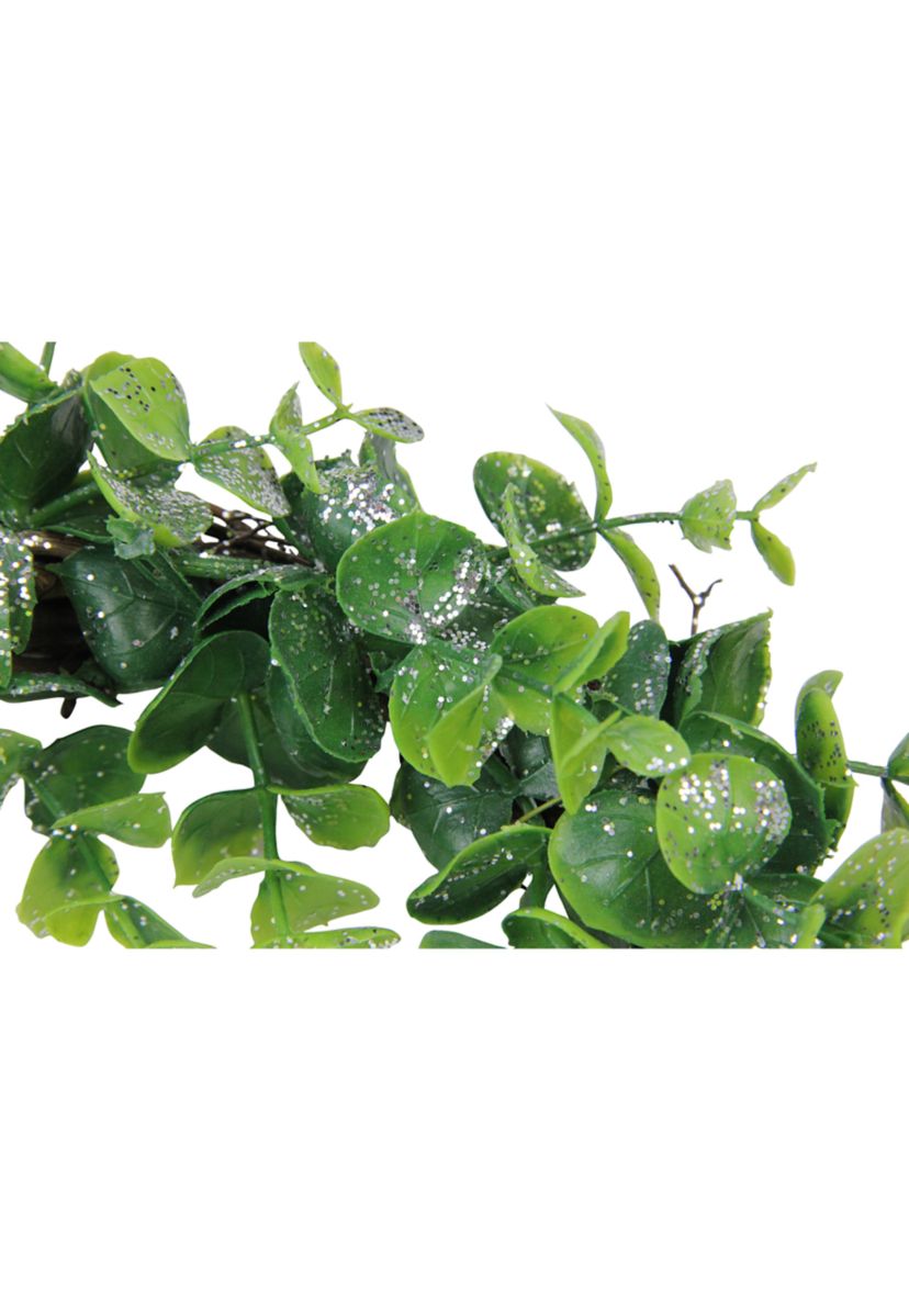 Sparkling Silver and Green Grass Decorative Artificial Christmas Wreath - 8.75-Inch  Unlit