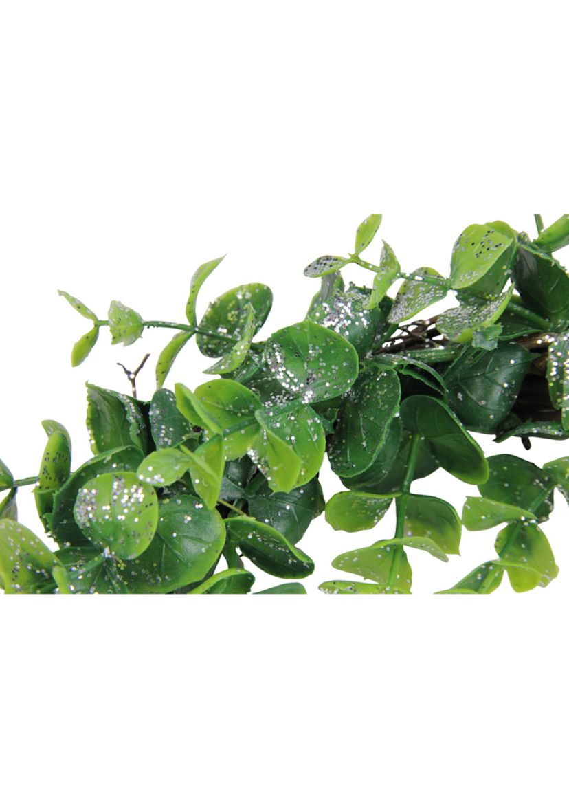 Sparkling Silver and Green Grass Decorative Artificial Christmas Wreath - 8.75-Inch  Unlit
