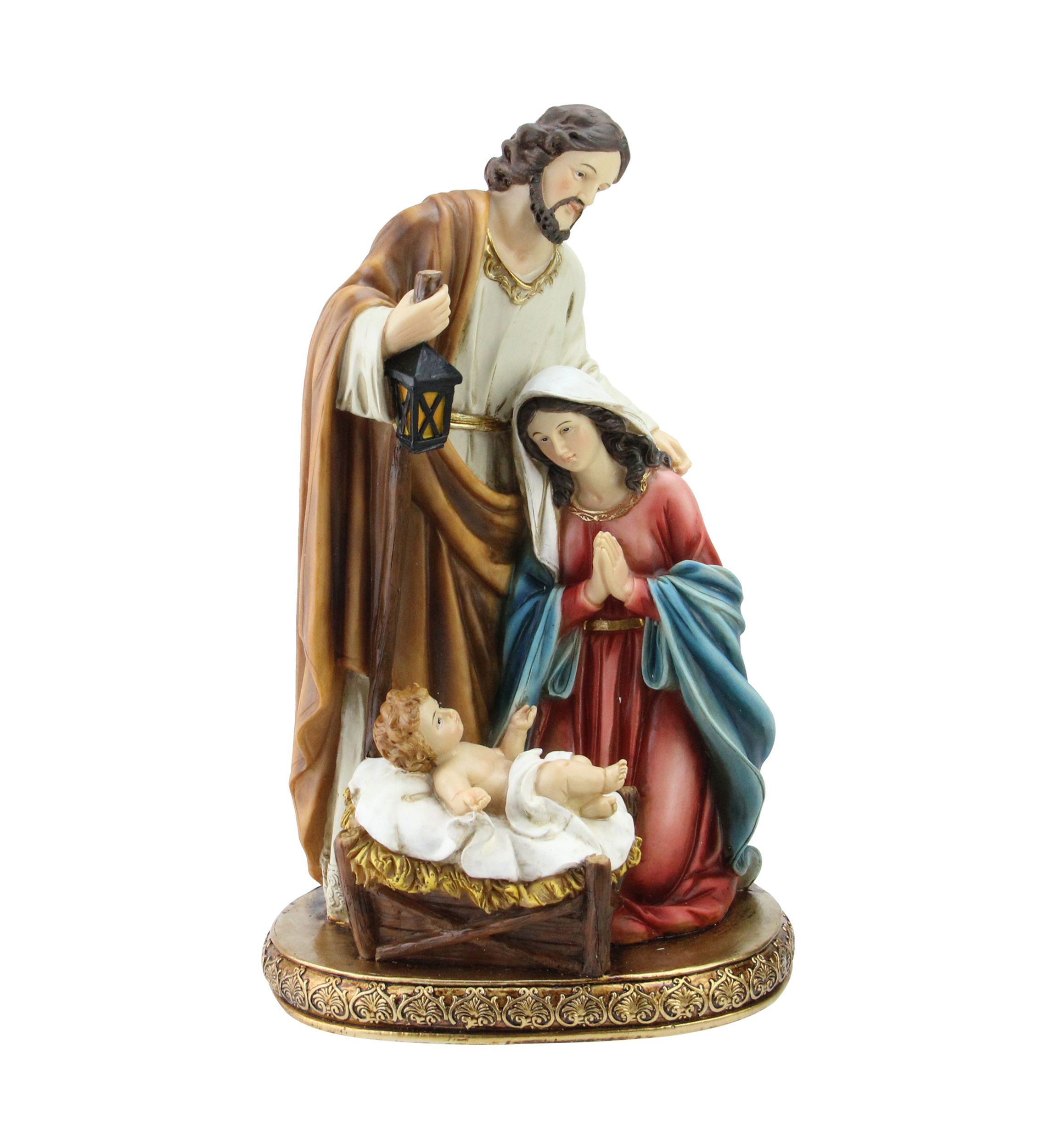 11.5Inch Vibrantly Colored Holy Family Christmas Nativity Tabletop Decor