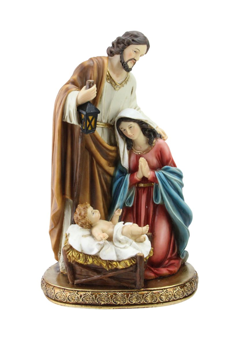 11.5Inch Vibrantly Colored Holy Family Christmas Nativity Tabletop Decor