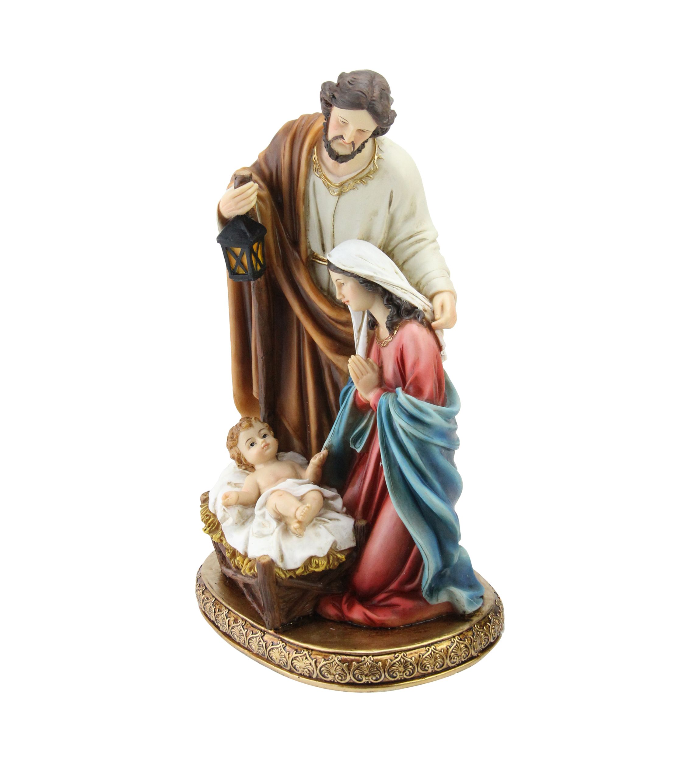 11.5Inch Vibrantly Colored Holy Family Christmas Nativity Tabletop Decor