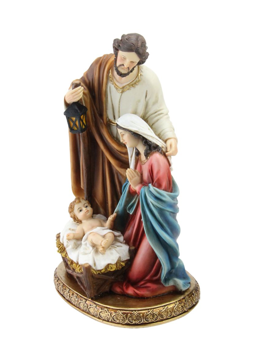 11.5Inch Vibrantly Colored Holy Family Christmas Nativity Tabletop Decor