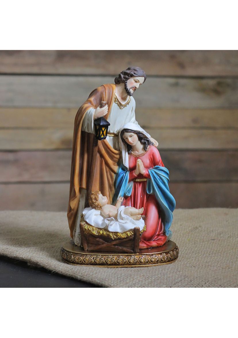 11.5Inch Vibrantly Colored Holy Family Christmas Nativity Tabletop Decor