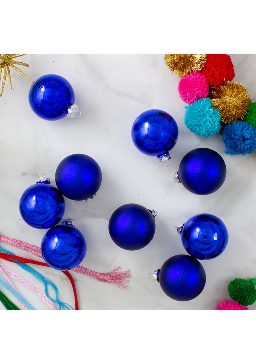 9ct Shiny and Matte Royal Blue Glass Ball Christmas Ornaments 2.5Inch (65mm)