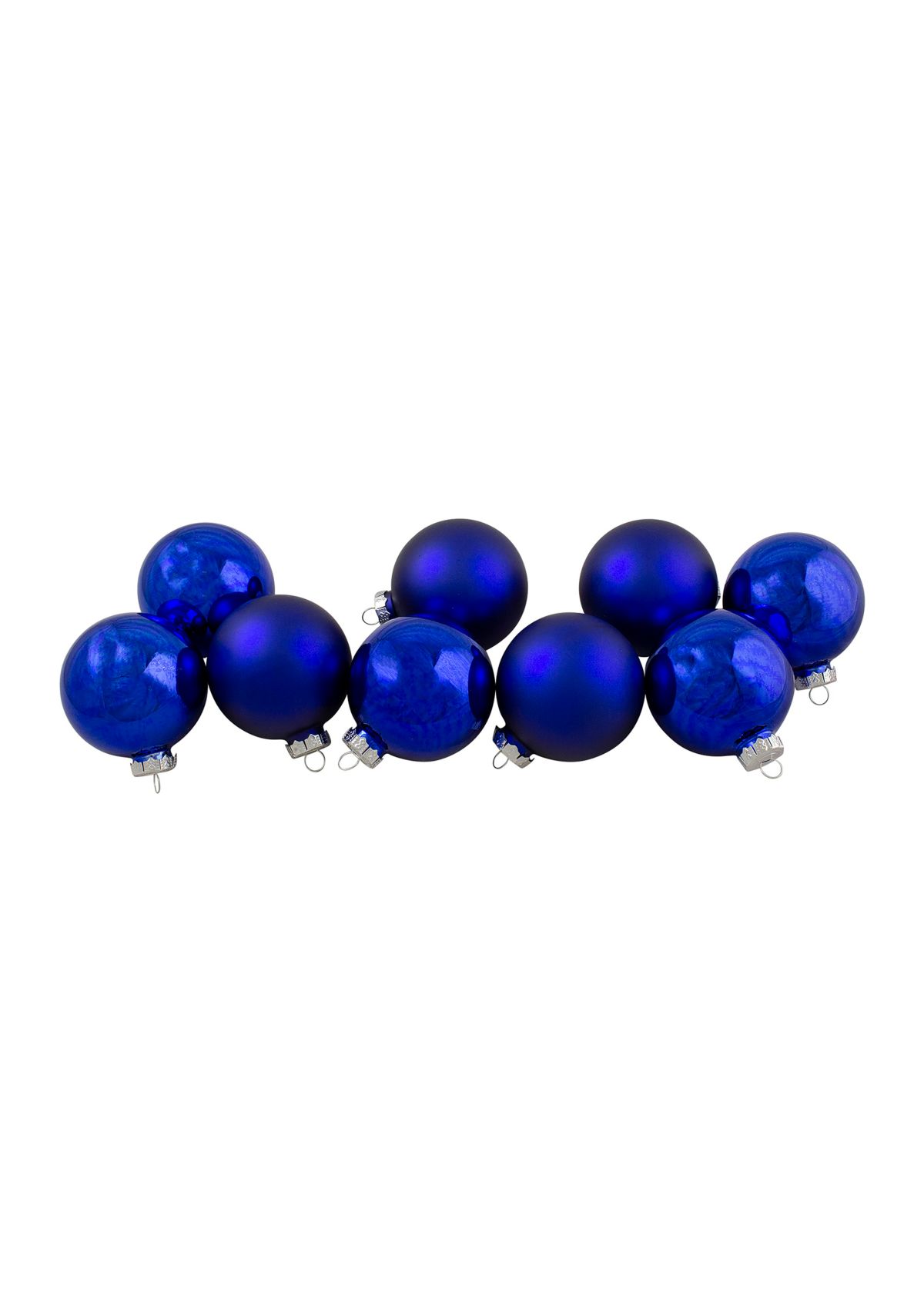 9ct Shiny and Matte Royal Blue Glass Ball Christmas Ornaments 2.5Inch (65mm)