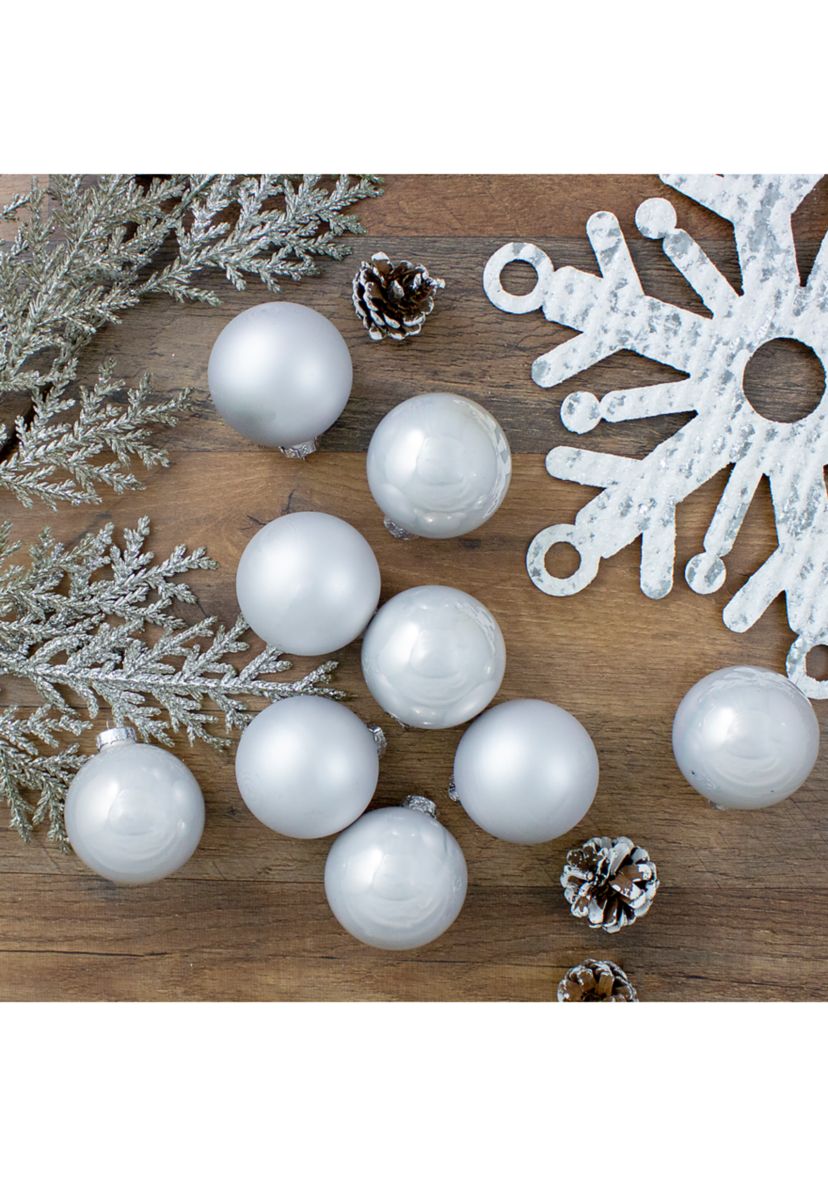 9ct Shiny and Matte White Glass Ball Christmas Ornaments 2.5Inch (65mm)