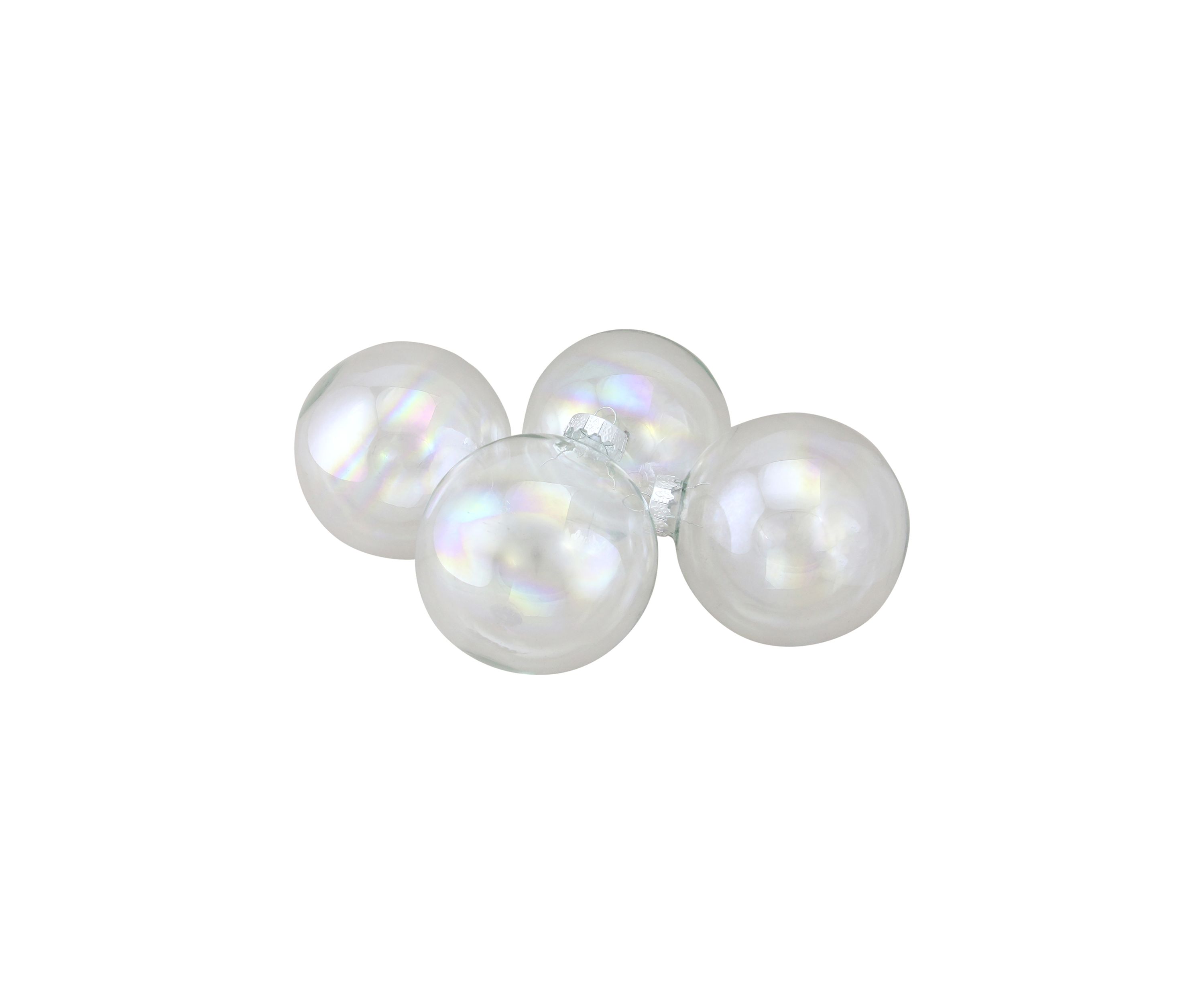 4ct Clear Iridescent Glass Christmas Ball Ornaments - 4 Inch (100mm)